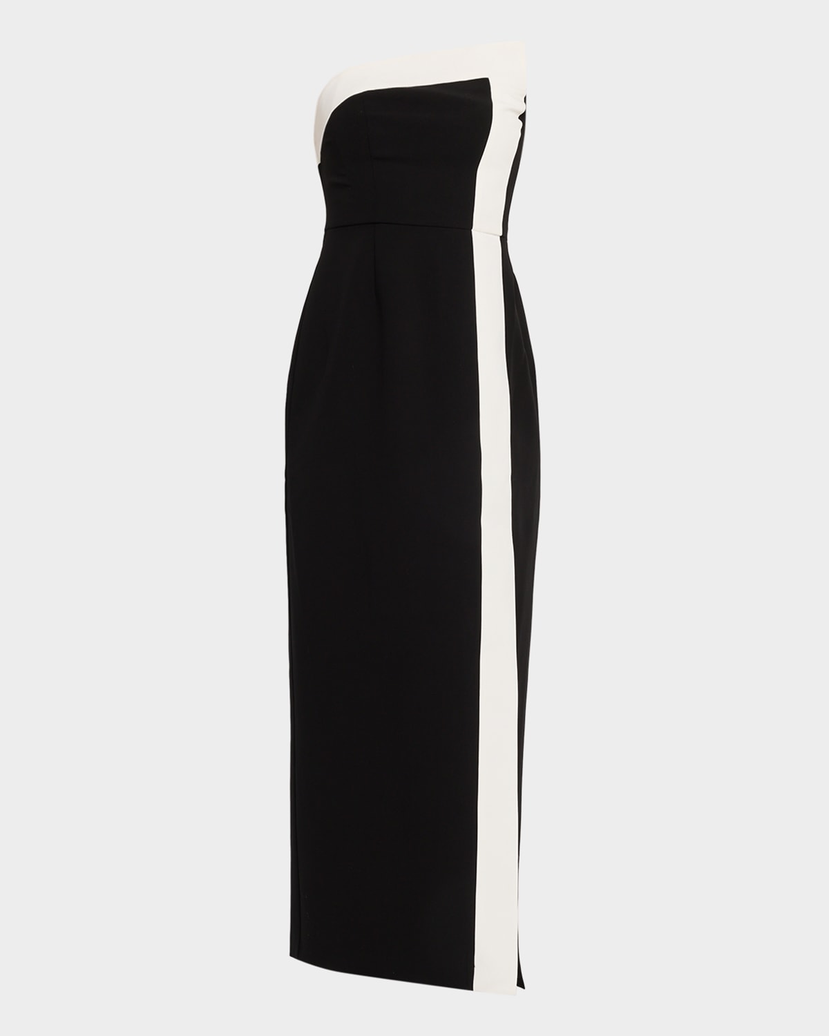 Milly Garcelle Strapless Two-tone Column Gown In Black