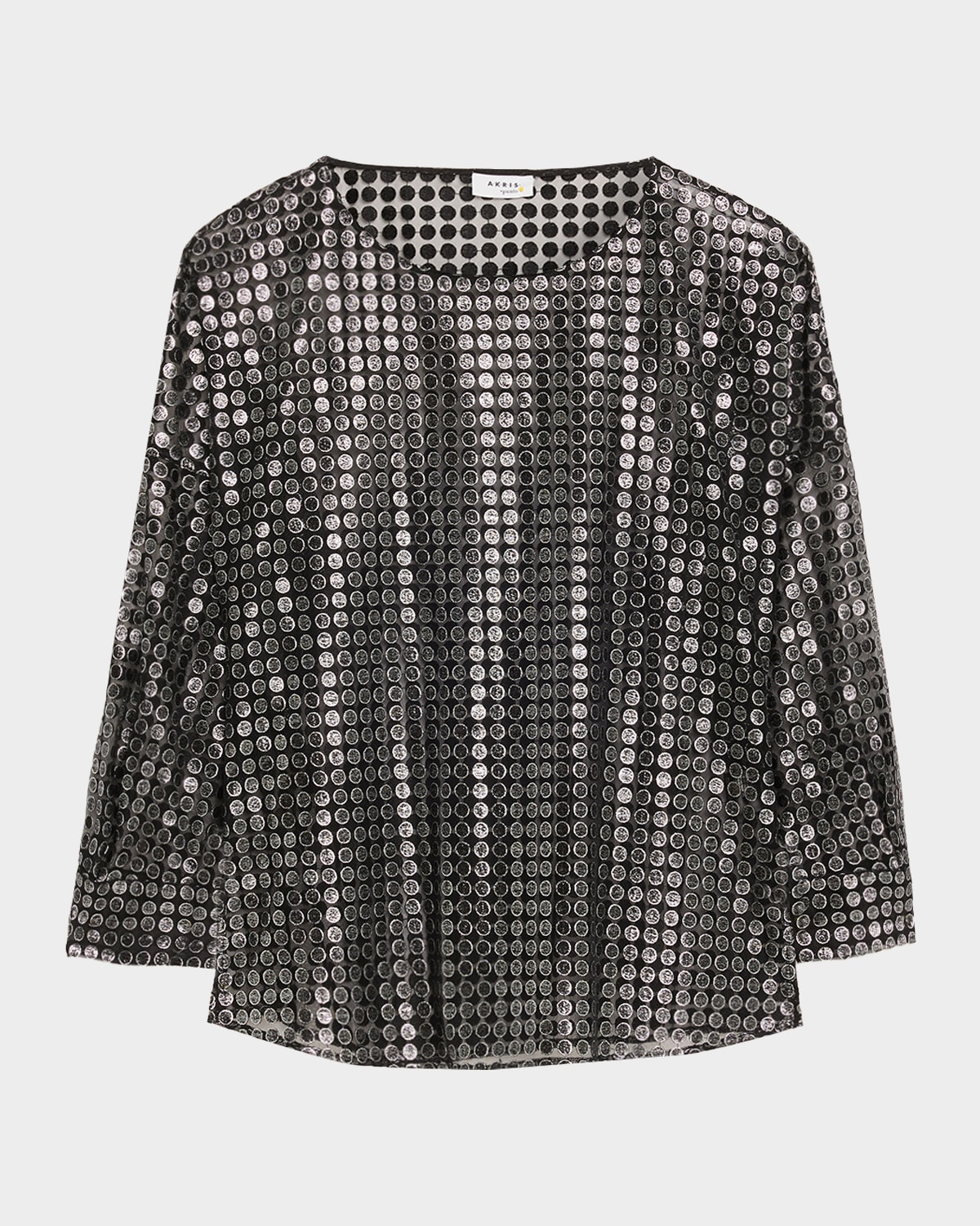 Akris Punto Metallic Dot Long-sleeve Blouse In Multi