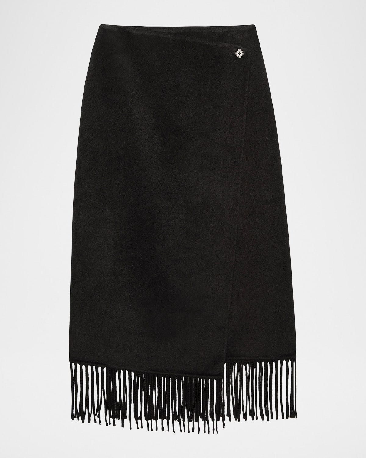 Rails Odette Fringe Wool-blend Wrap Skirt In Black