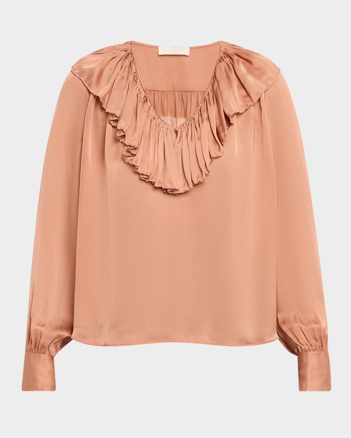Ulla Johnson Liese Silk Ruffle-neck Blouse In Neutral