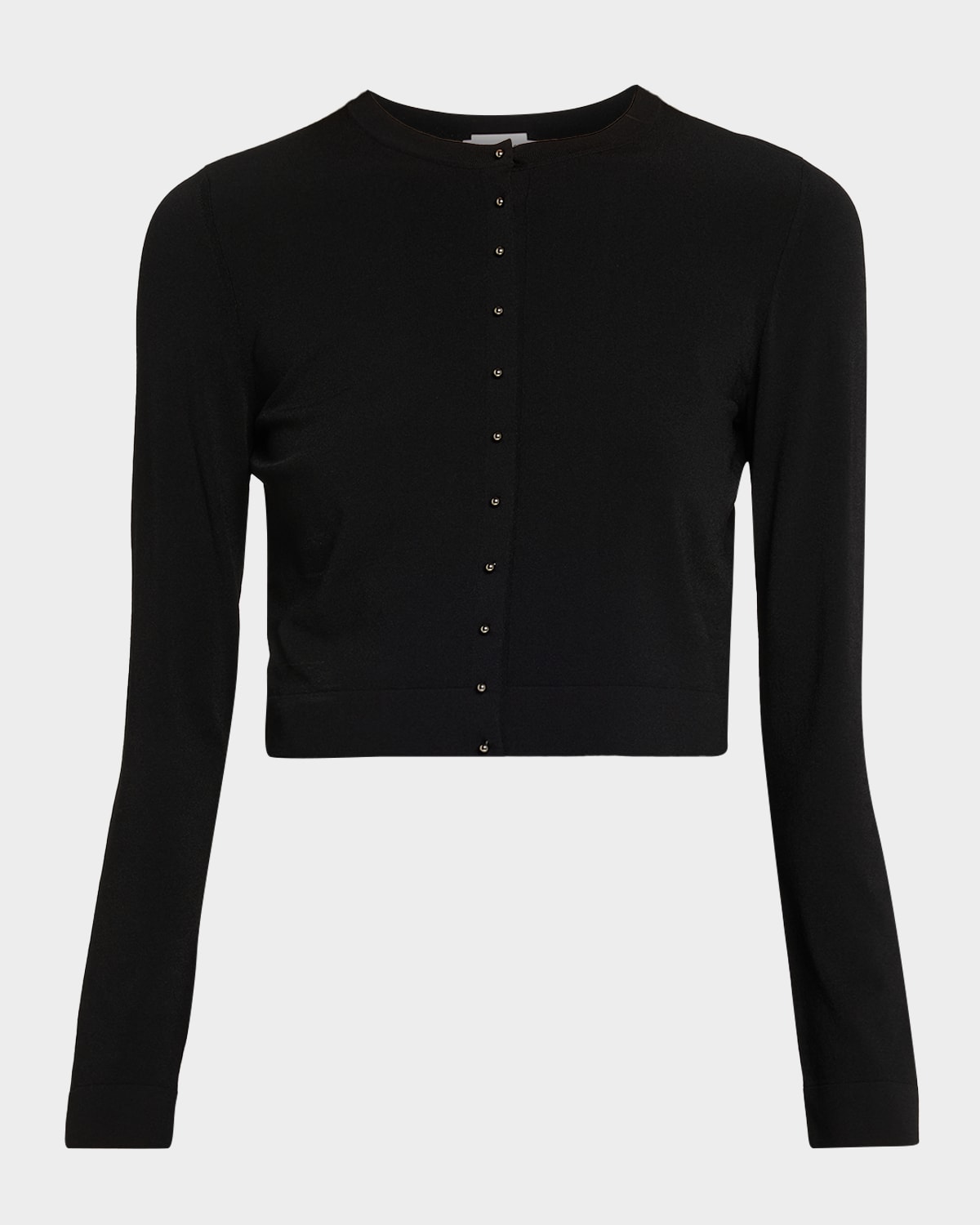 Akris Punto Wool Rib Crop Crewneck Cardigan In Black