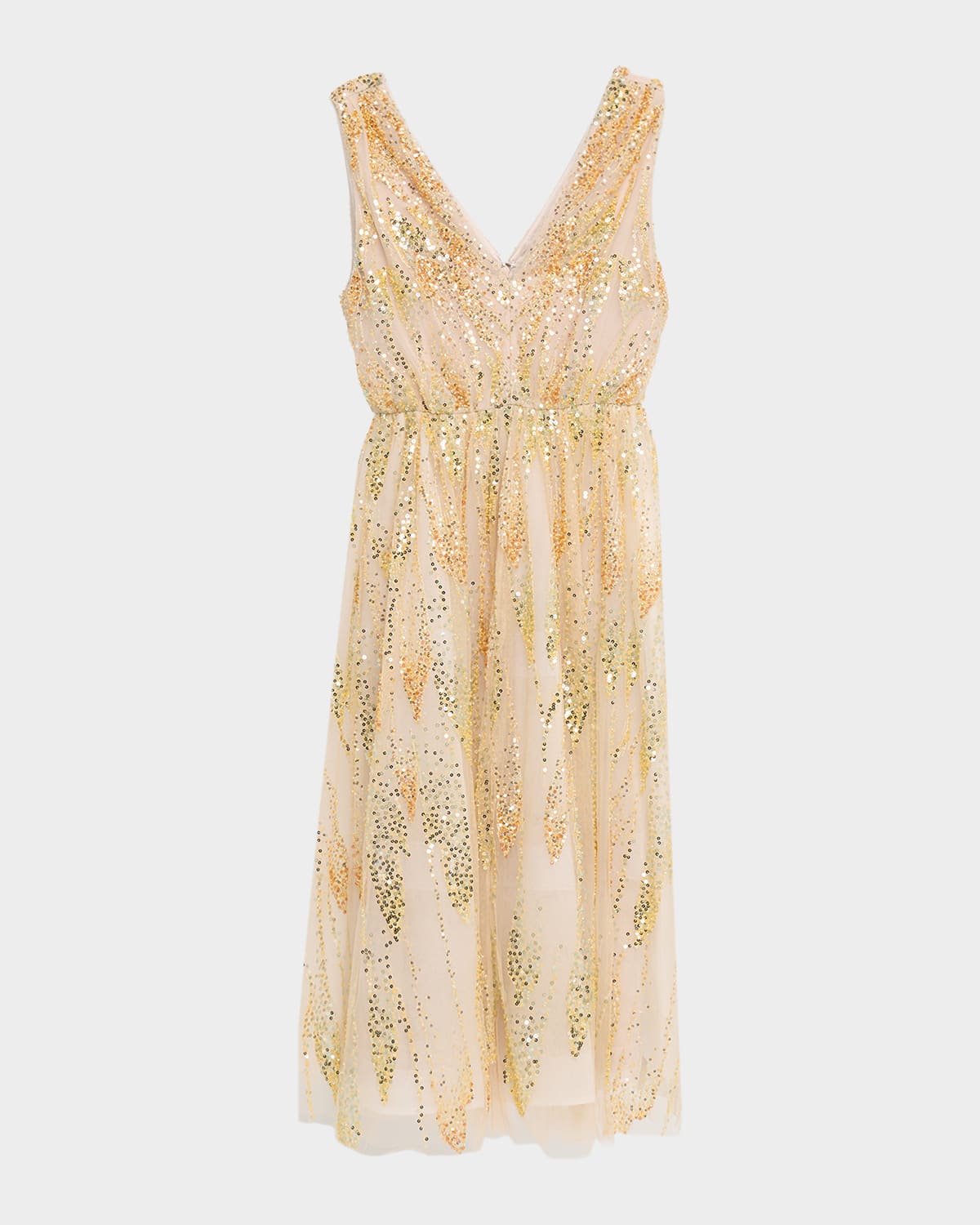 Milly Tinsley Bead & Sequin Tulle Midi Dress In Multi
