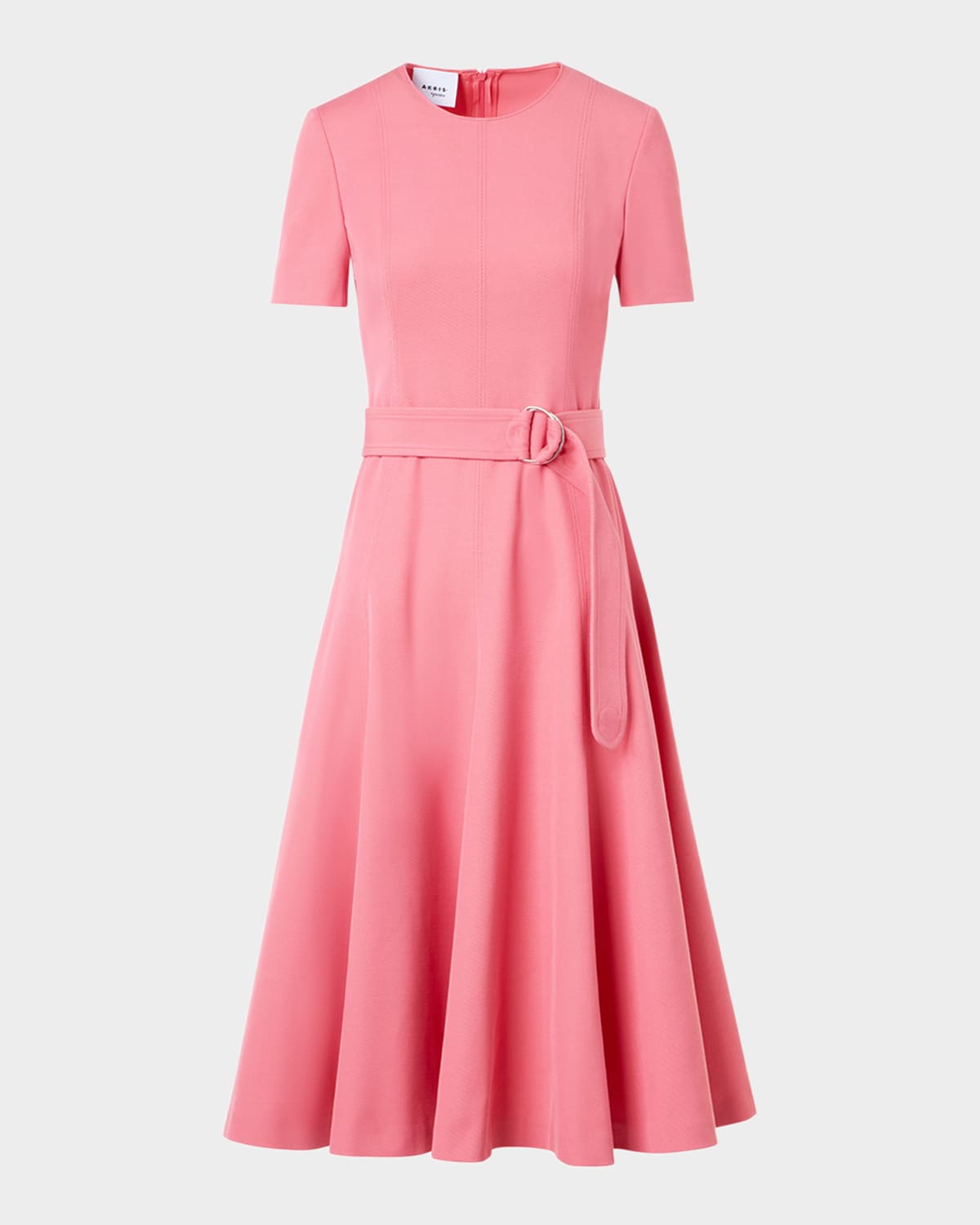 Akris Punto Cotton-wool Belted Midi Dress In Pink