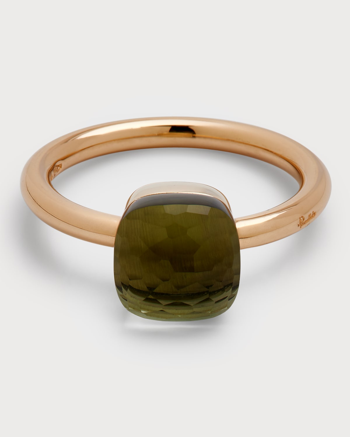 Nudo Mini Rose Gold & Prasiolite Ring, Size 53