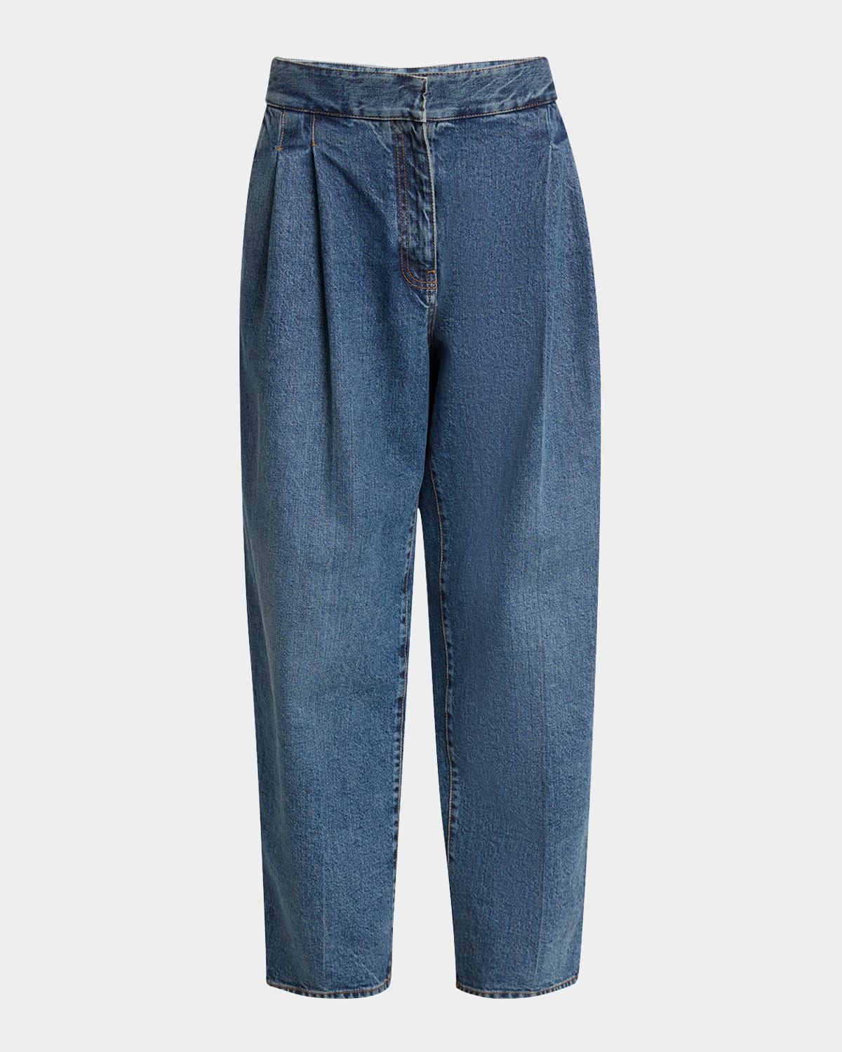 Alaïa Pleated Denim Pants In Blue