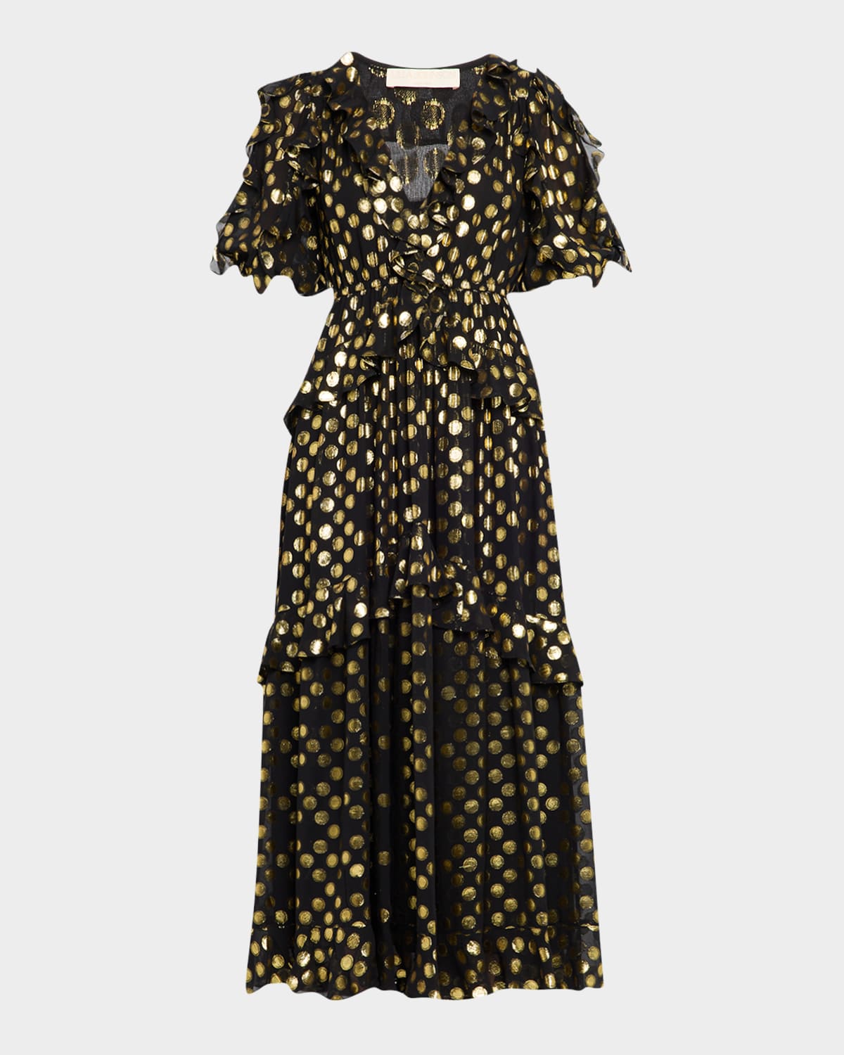 Ulla Johnson Tida V-neck Short-sleeve Midi Dress In Black