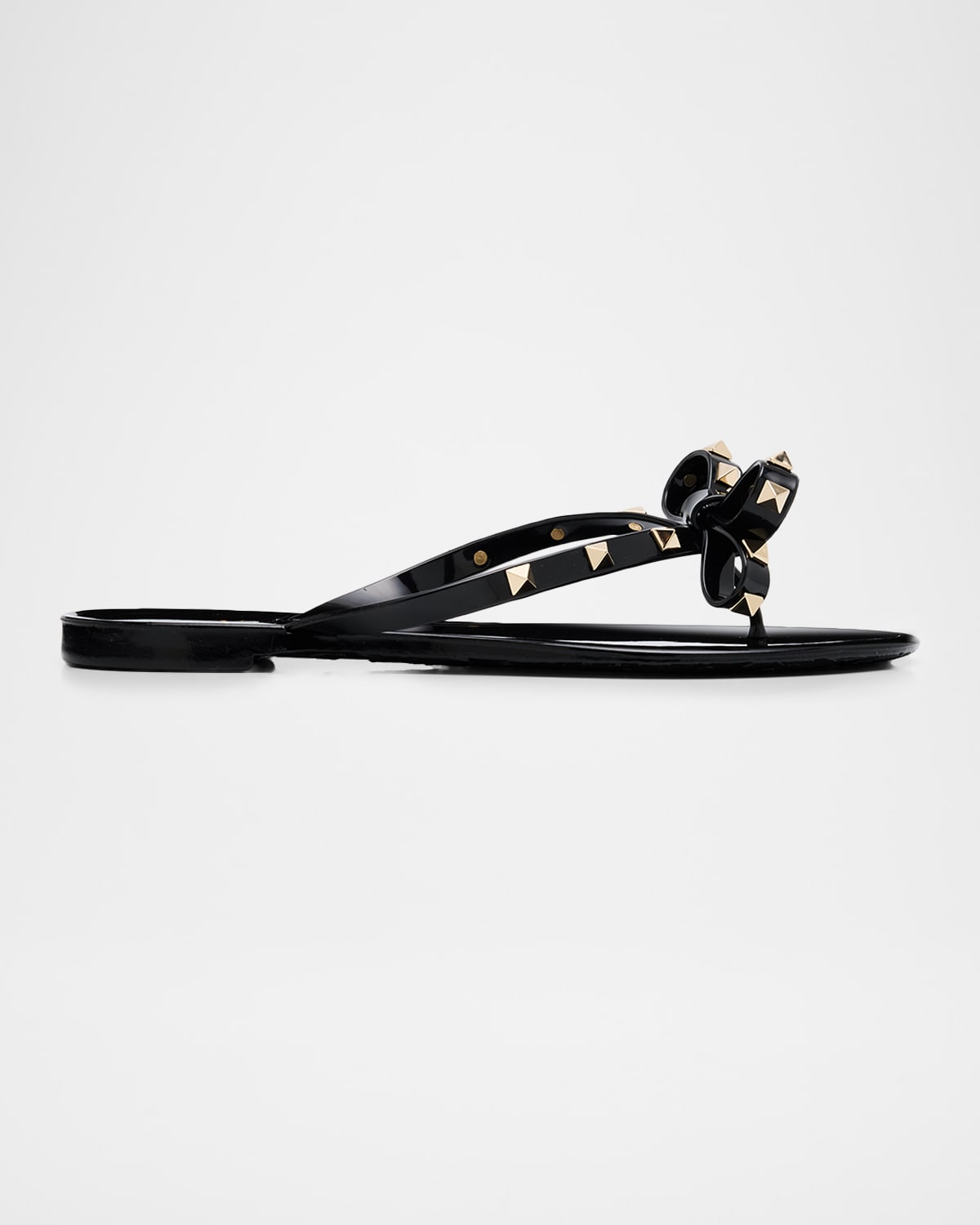 Valentino Garavani Rockstud Pvc Flat Thong Sandals In Black