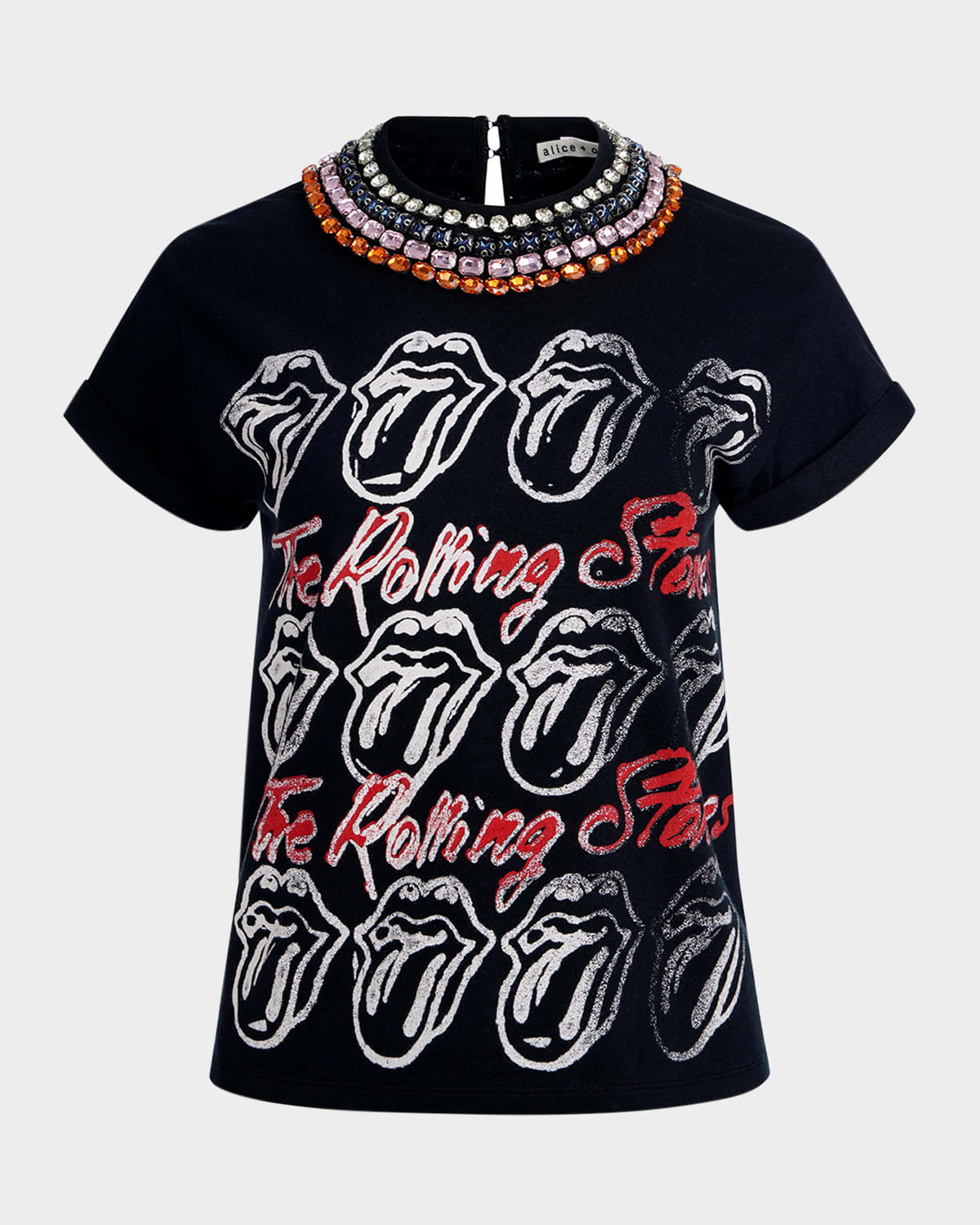Alice + Olivia Maxie Embellished Band Tee