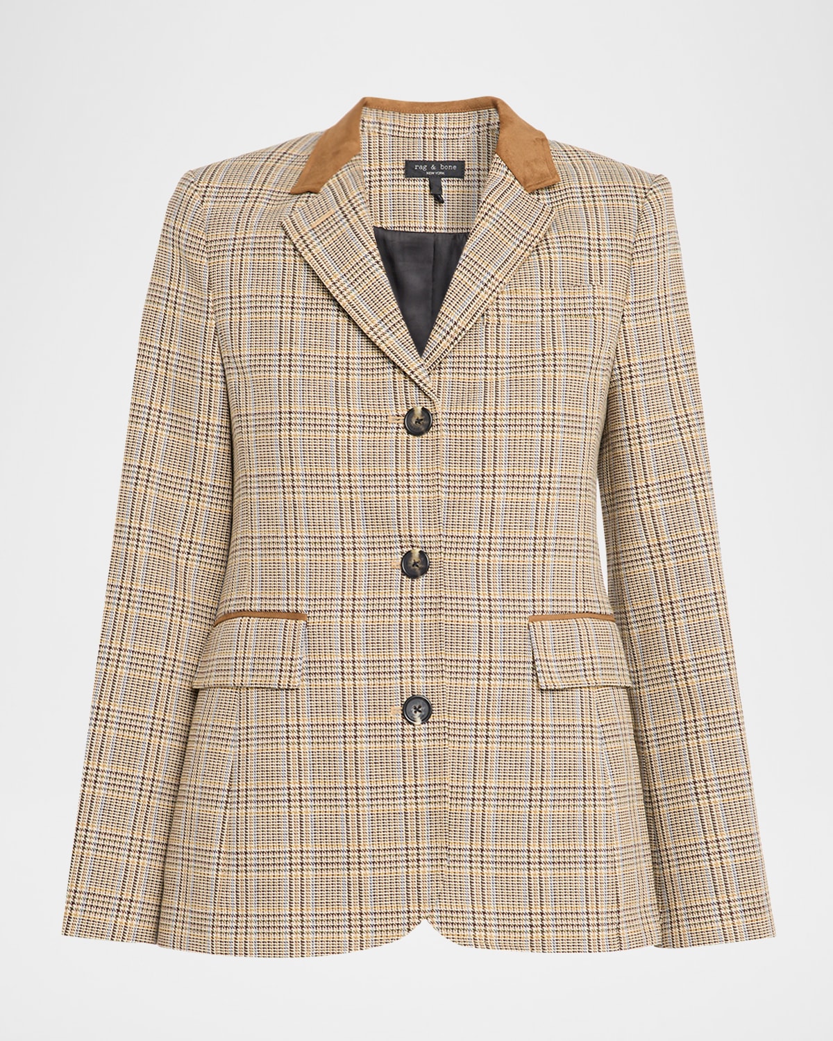 Rag & Bone Evia Houndstooth Plaid Blazer In Neutral