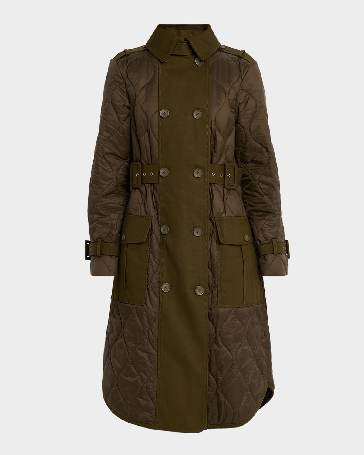 Veronica Beard Newberry Puffer Trench Coat In Green