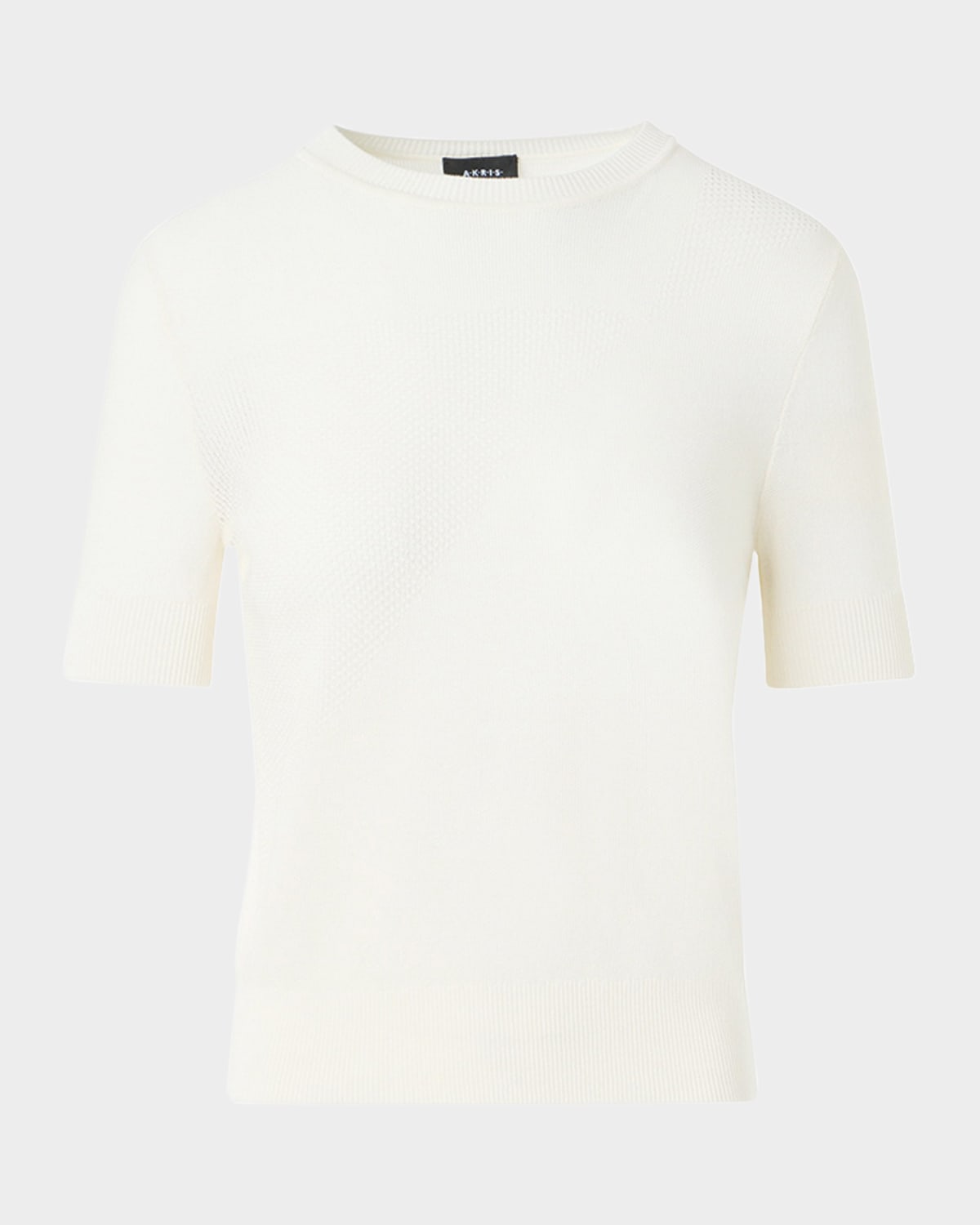 Akris Silk-cotton Pointelle Knit Short-sleeve Sweater In White
