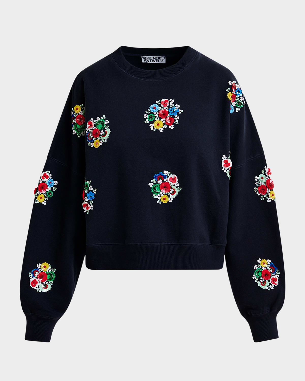 Essentiel Antwerp Itro Embroidered Crewneck Sweatshirt In Blue