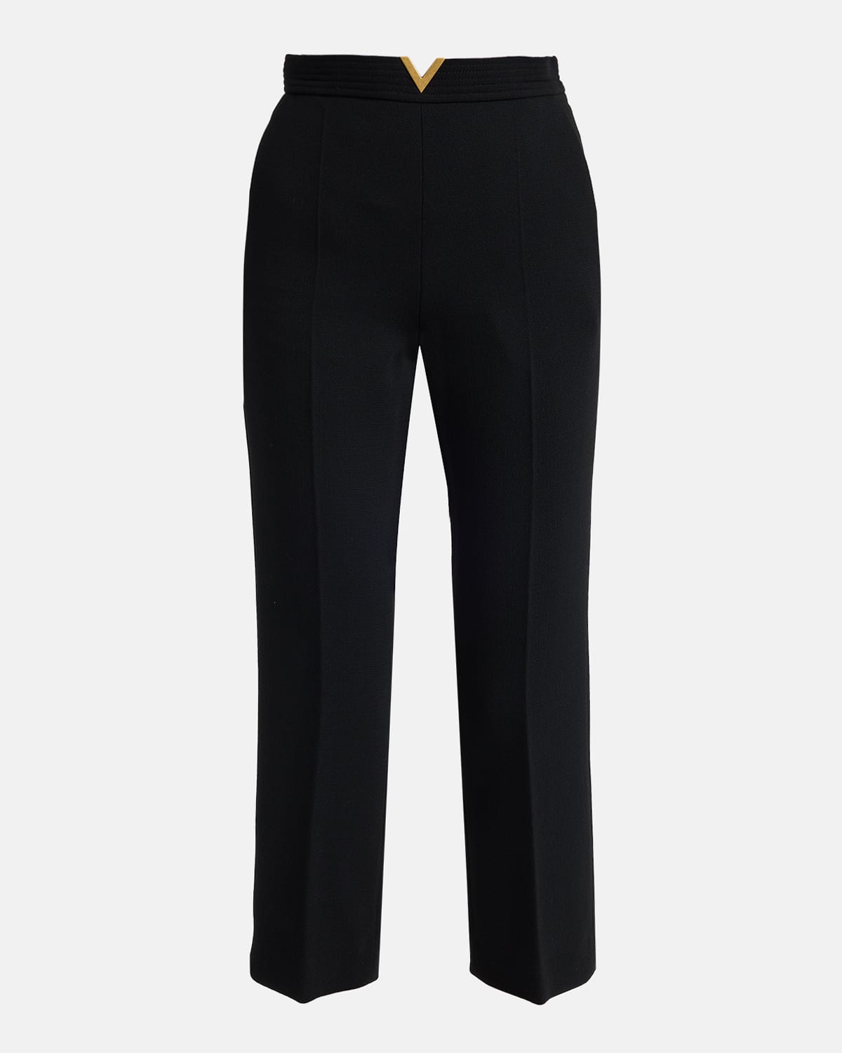 Valentino V-logo Straight-leg Crop Pants In Black