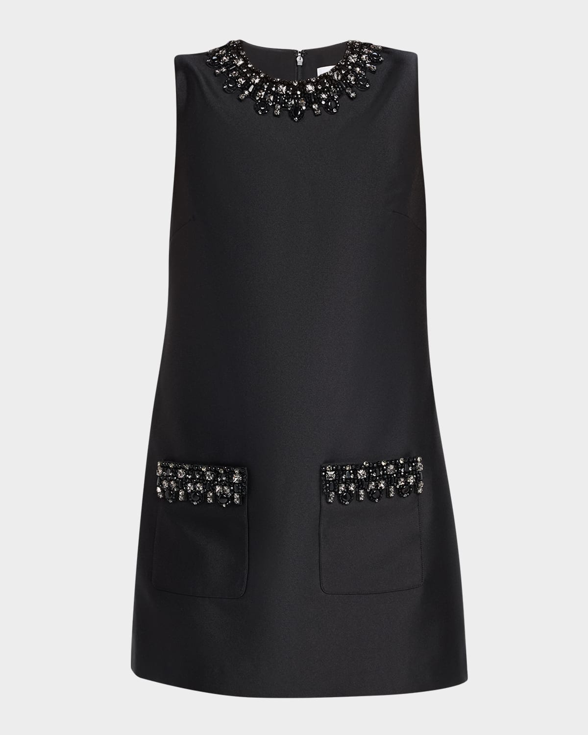 Self-portrait Embellished Taffeta Mini Dress In Black