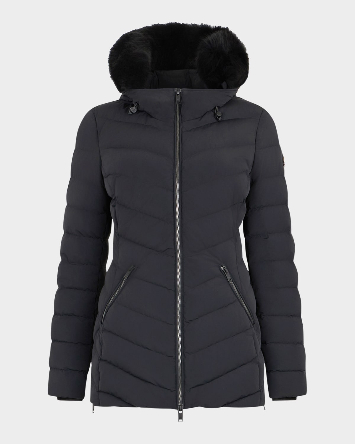 Moose Knuckles Roselawn Shearling Trim Down Jacket In Multi