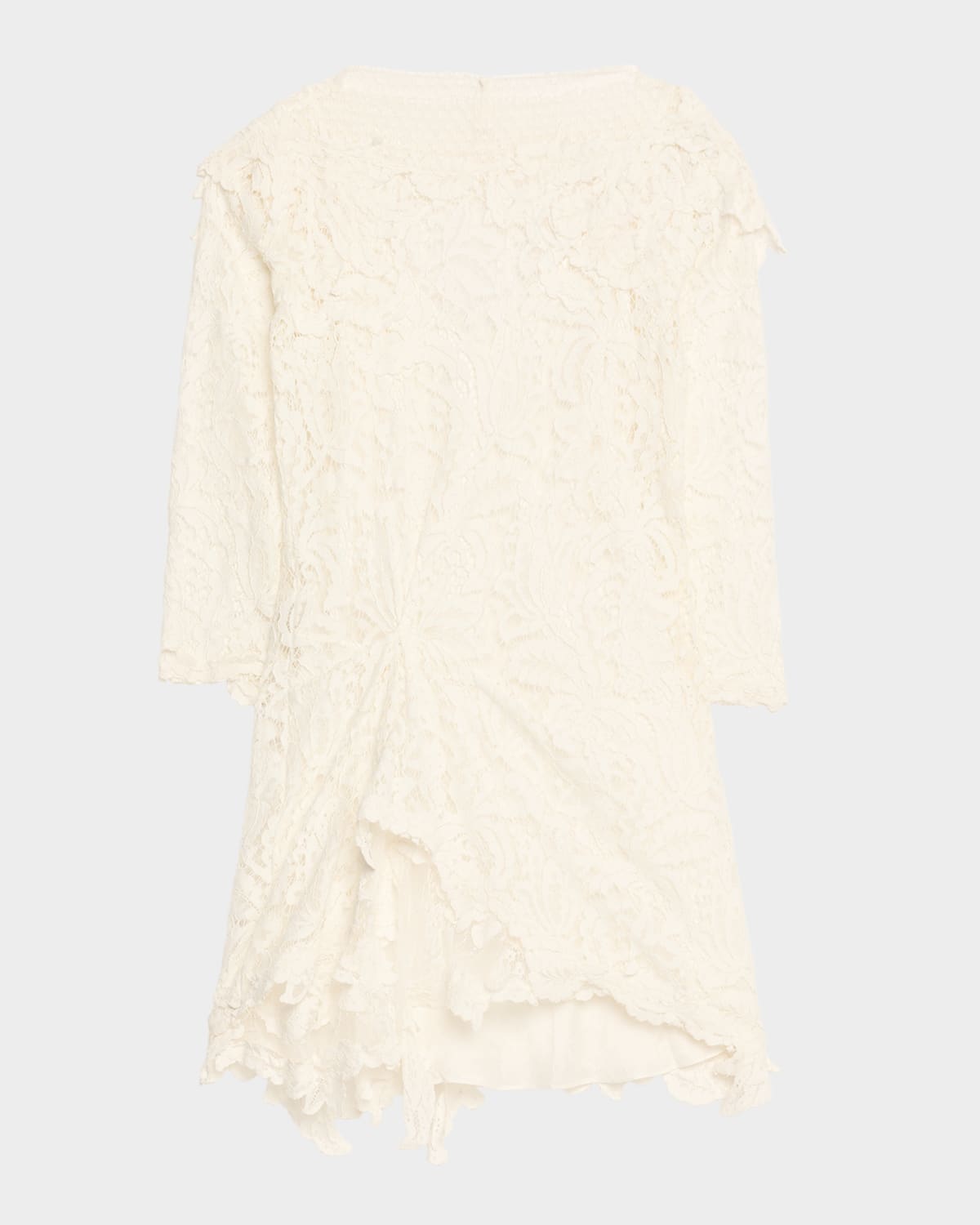 Isabel Marant Rubiana Gathered Lace 3/4-sleeve Mini Dress In White