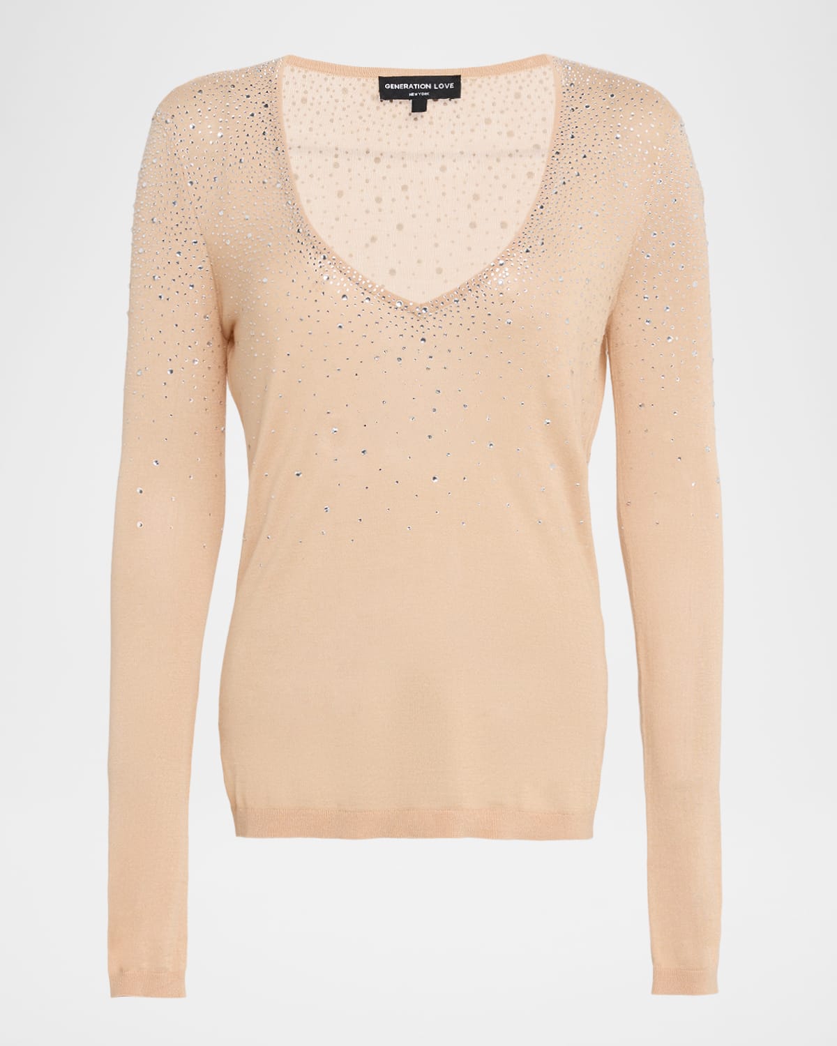 Generation Love Mirasol Crystal Splash V-neck Sweater In Pink