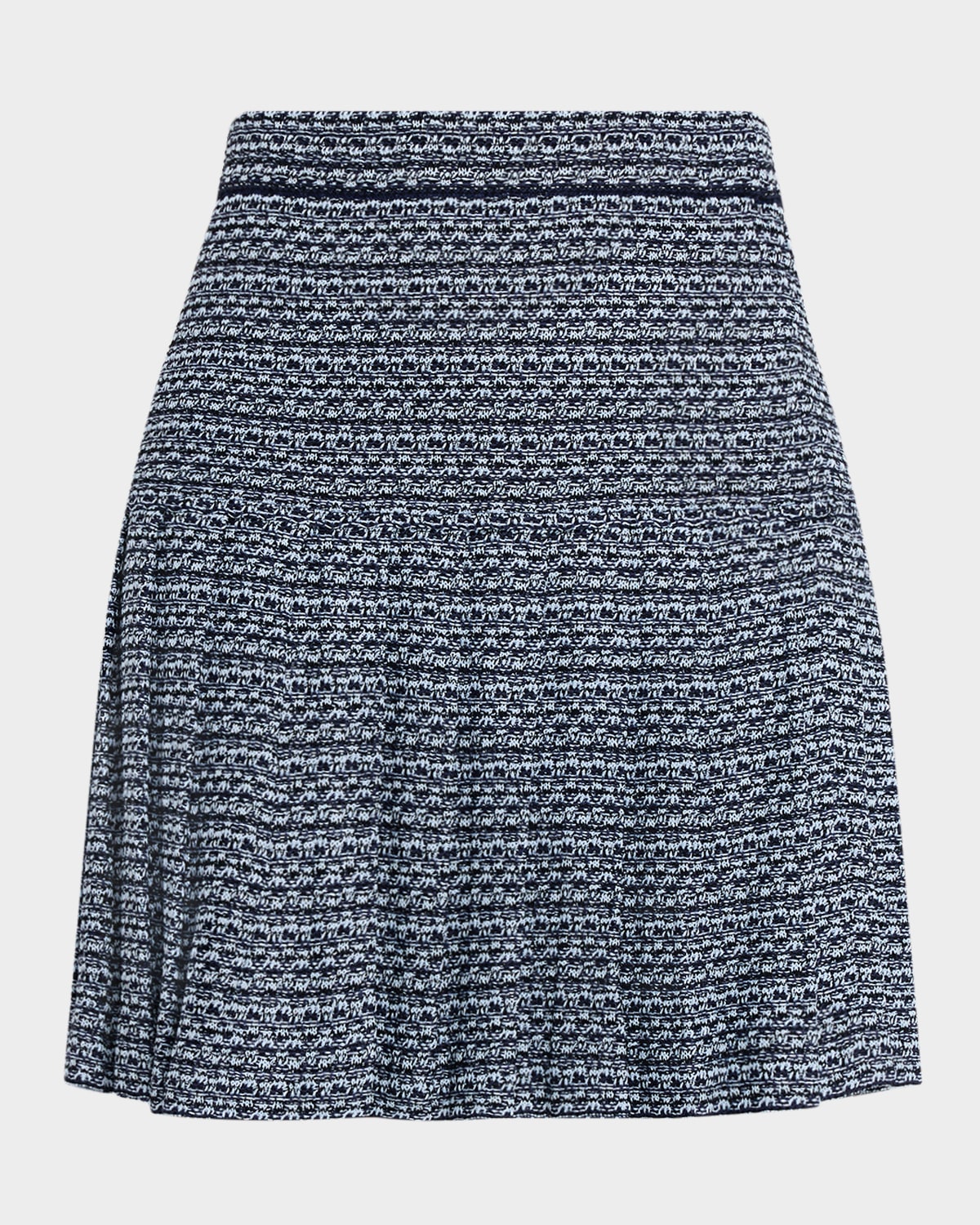 Misook X Lani Lynn Pleated Drop-waist Tweed Mini Skirt In Blue