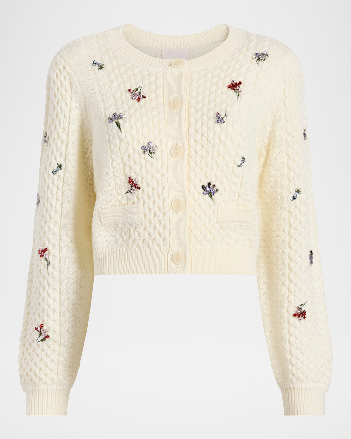 Cinq À Sept Rasa Embellished Cropped Cardigan In Neutral