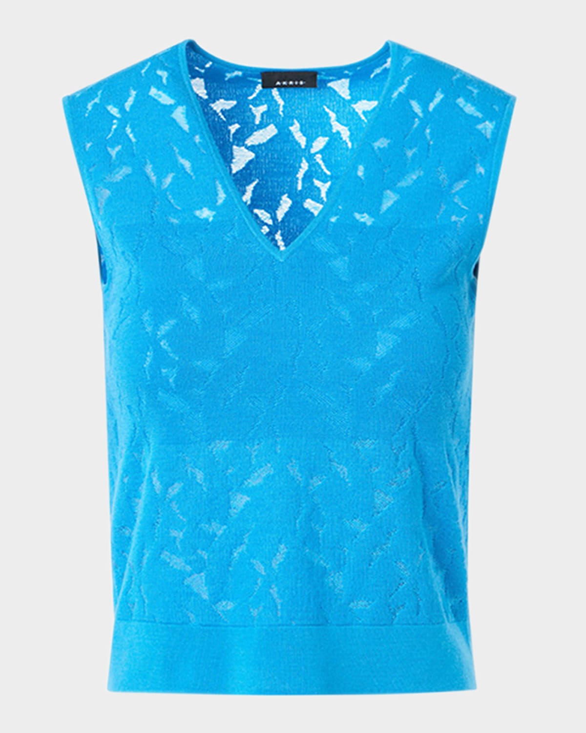 Akris Whitecaps Knit V-neck Vest In Blue
