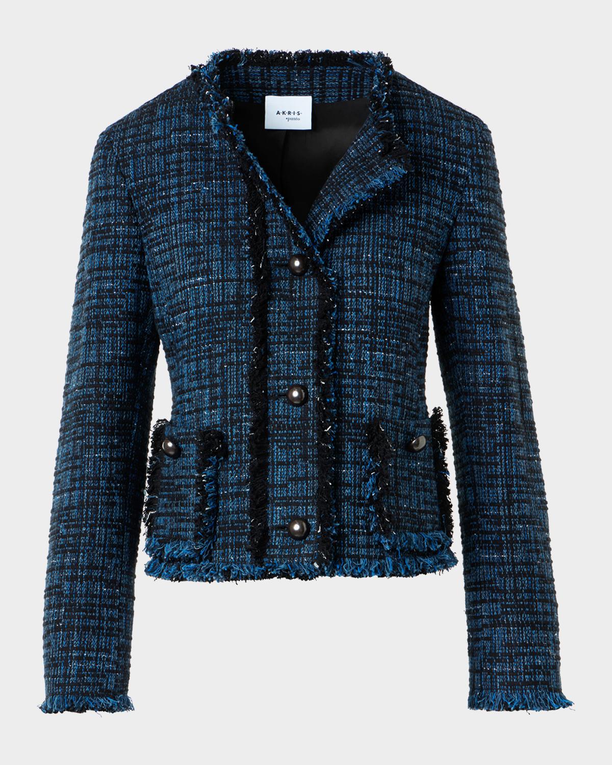 Raw Denim Tweed Single-Breasted Jacket