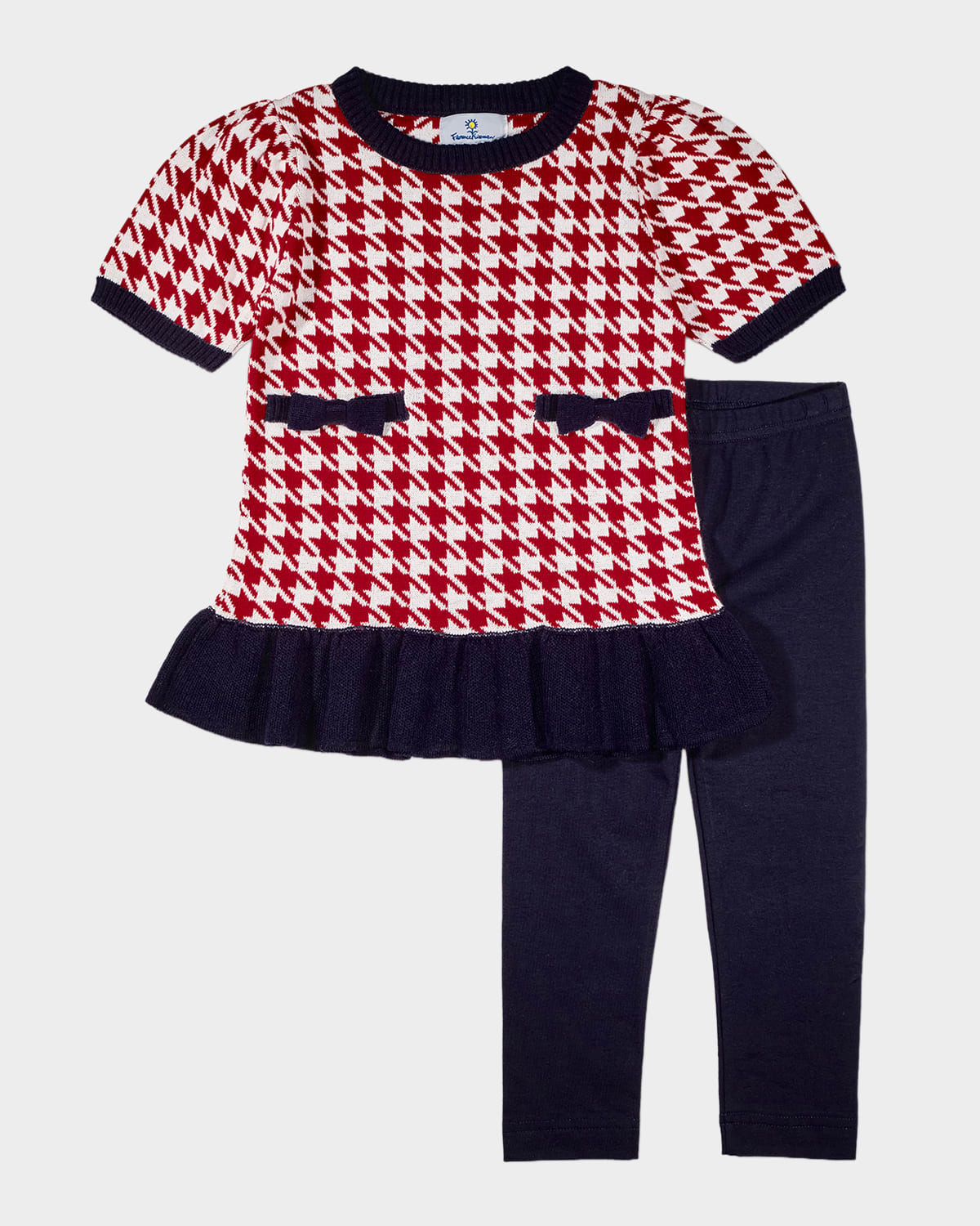 Florence Eiseman Kids'  Sweater Tunic Set With Bows In Red