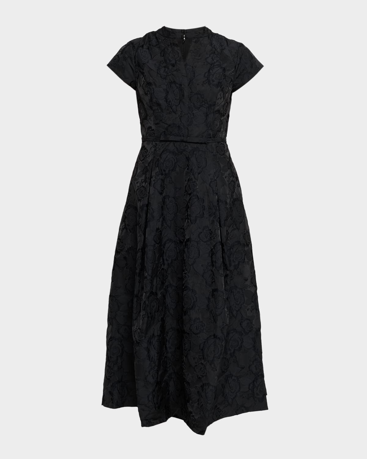 Sachin & Babi Martine Pleated Floral Jacquard Midi Dress In Animal Print