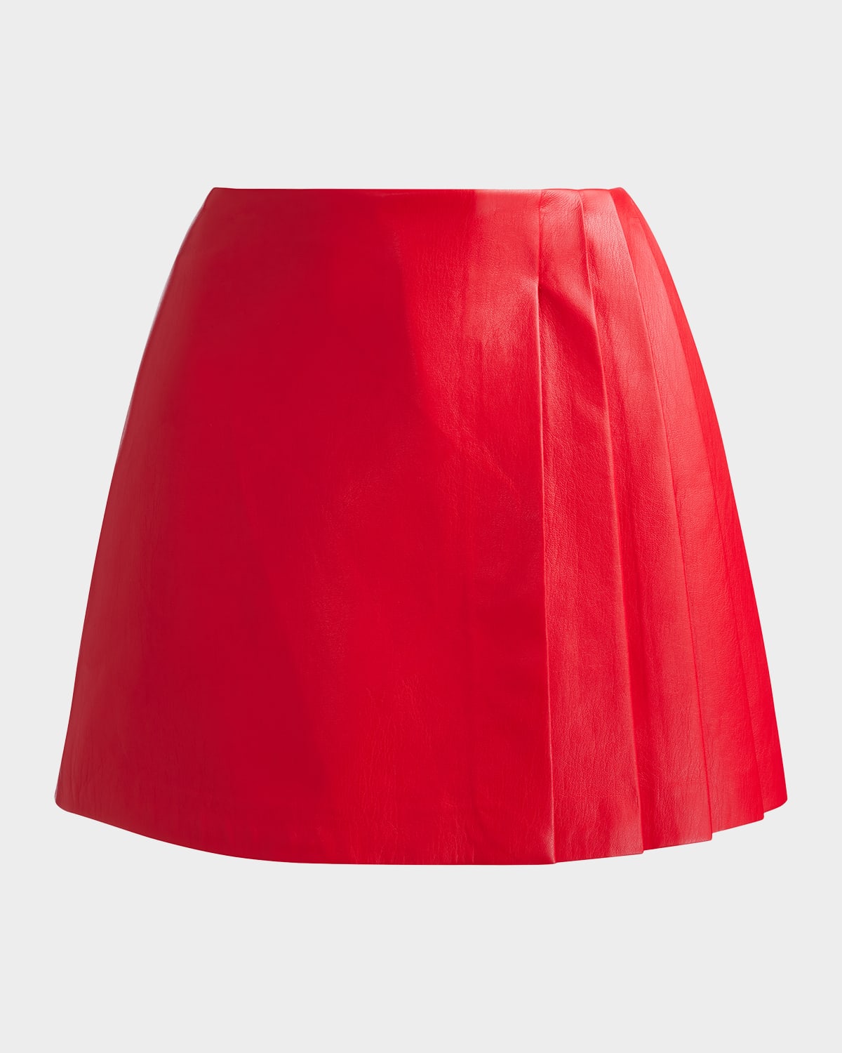Alice And Olivia Toni Pleated Vegan Leather Mini Skirt In Red