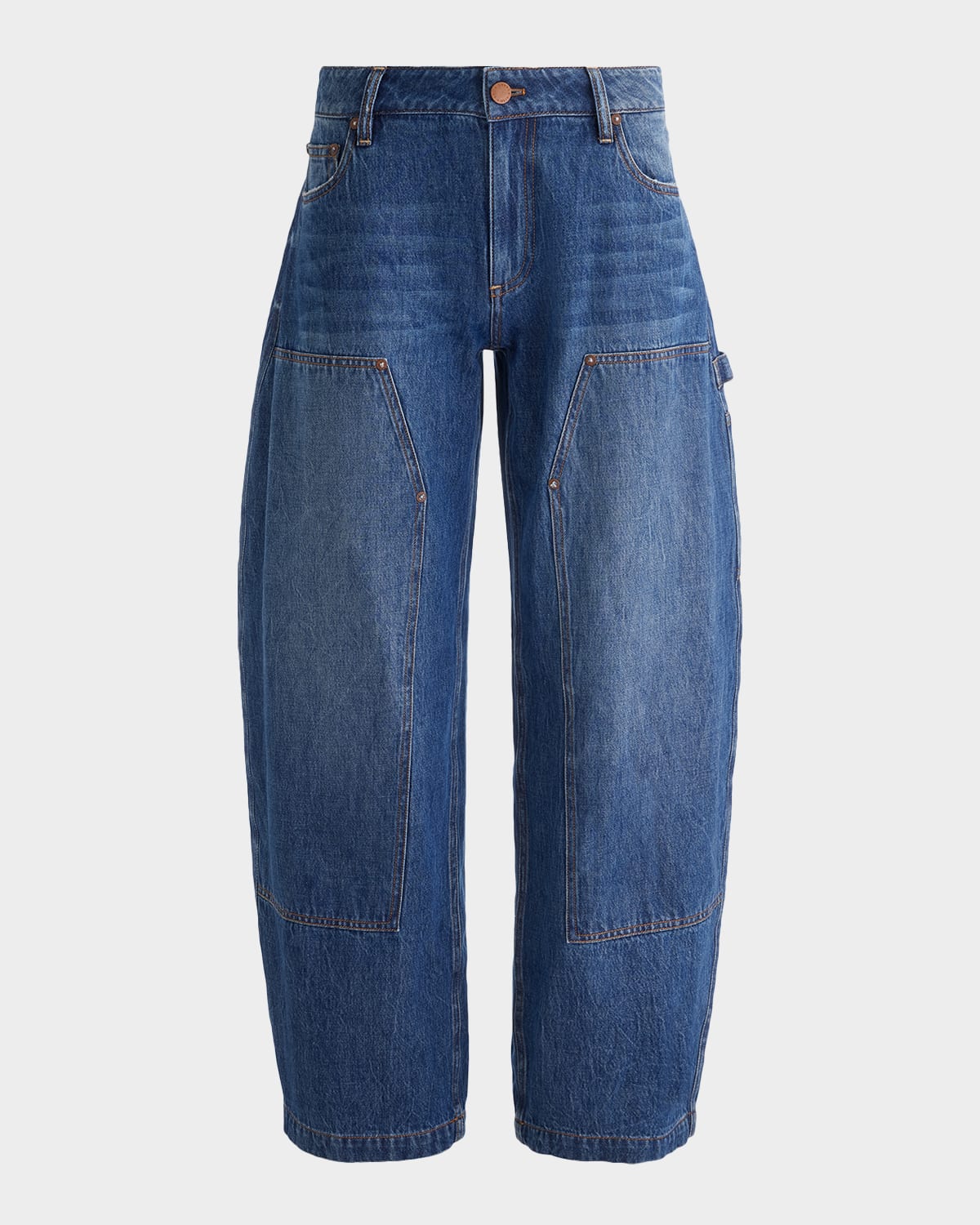 Alice And Olivia Andie Barrel-leg Carpenter Jeans In Blue