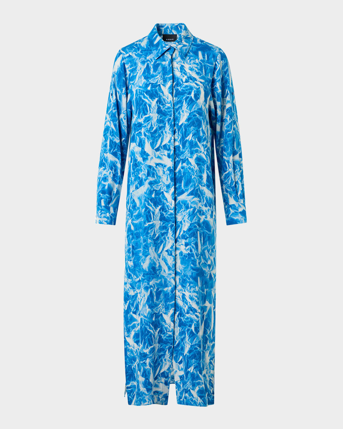Akris Whitecaps Print Silk Crepe Midi Shirtdress In Purple