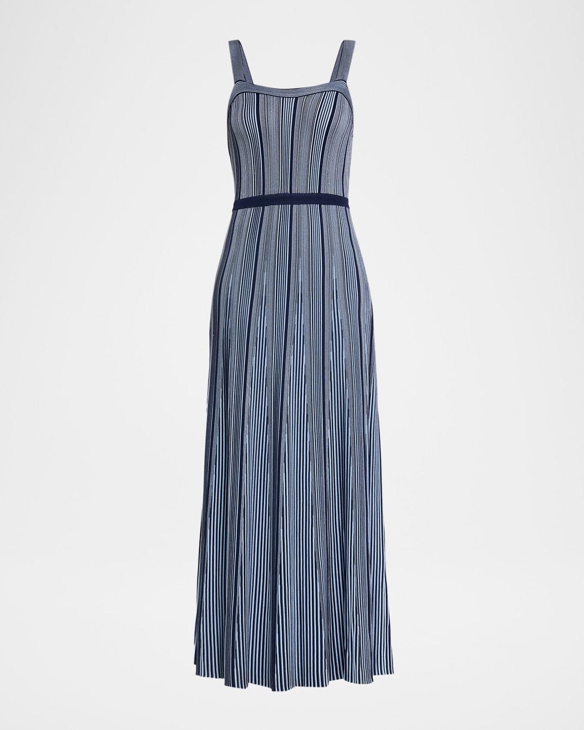 Misook X Lani Lynn Striped Scoop-neck Knit Maxi Dress In Blue