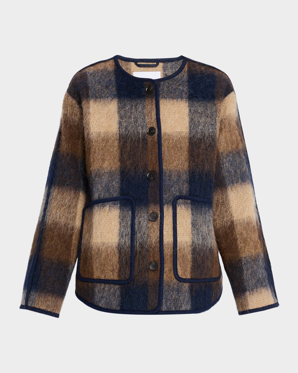 Tanya Taylor Janet Plaid Barn Jacket In Multi