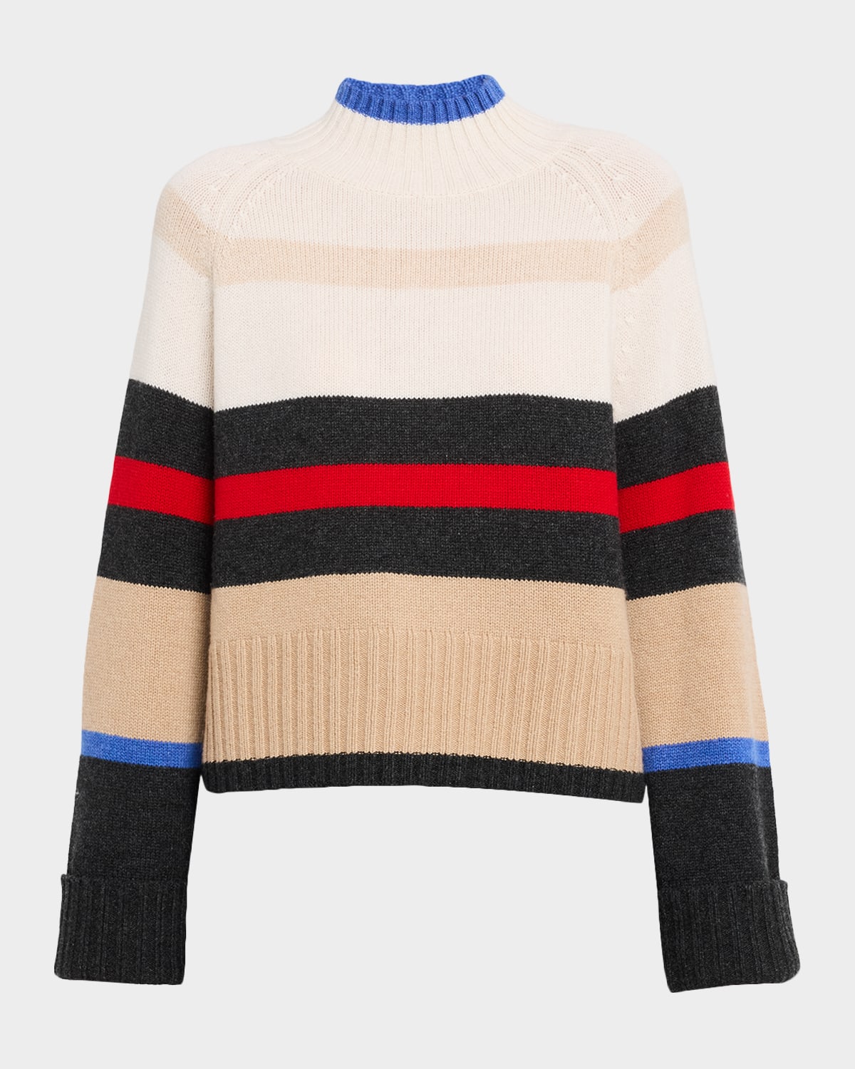 Autumn Cashmere Striped Mock-Neck Cashmere Sweater