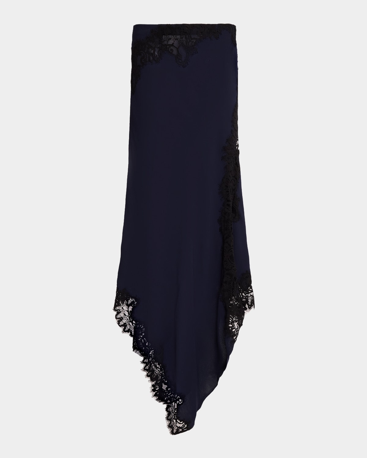 Veronica Beard Harley Silk Lace-trim Skirt In Blue