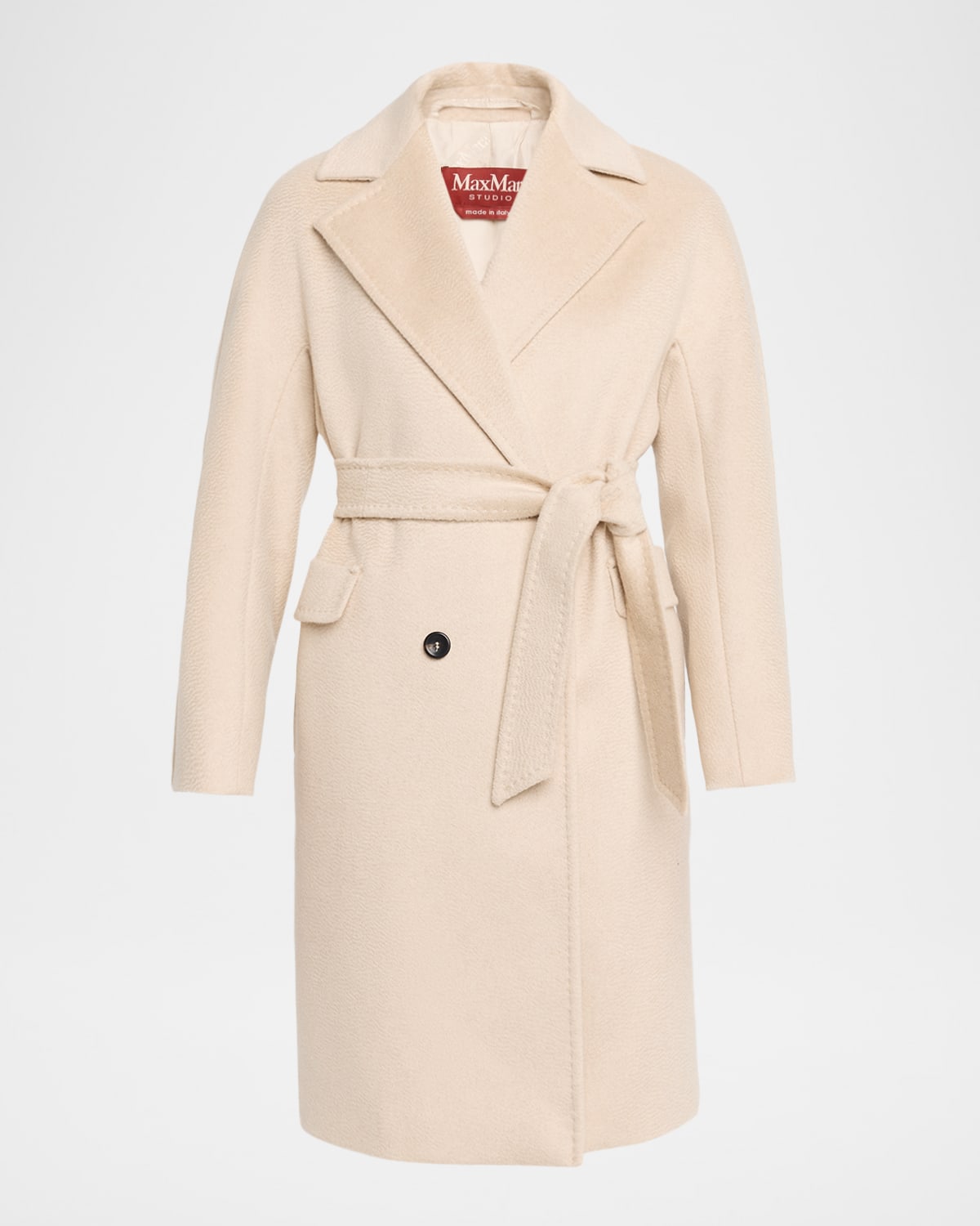 Max Mara Panteon Cashmere-blend Midi Coat In Neutral