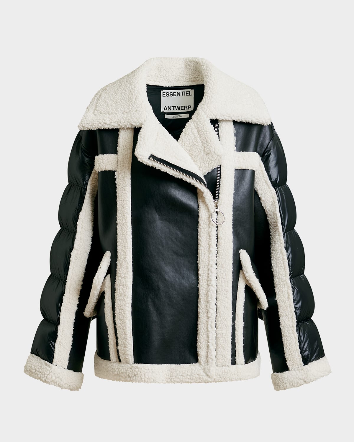 Essentiel Antwerp Ifie Faux Shearling Paneled Jacket In Multi