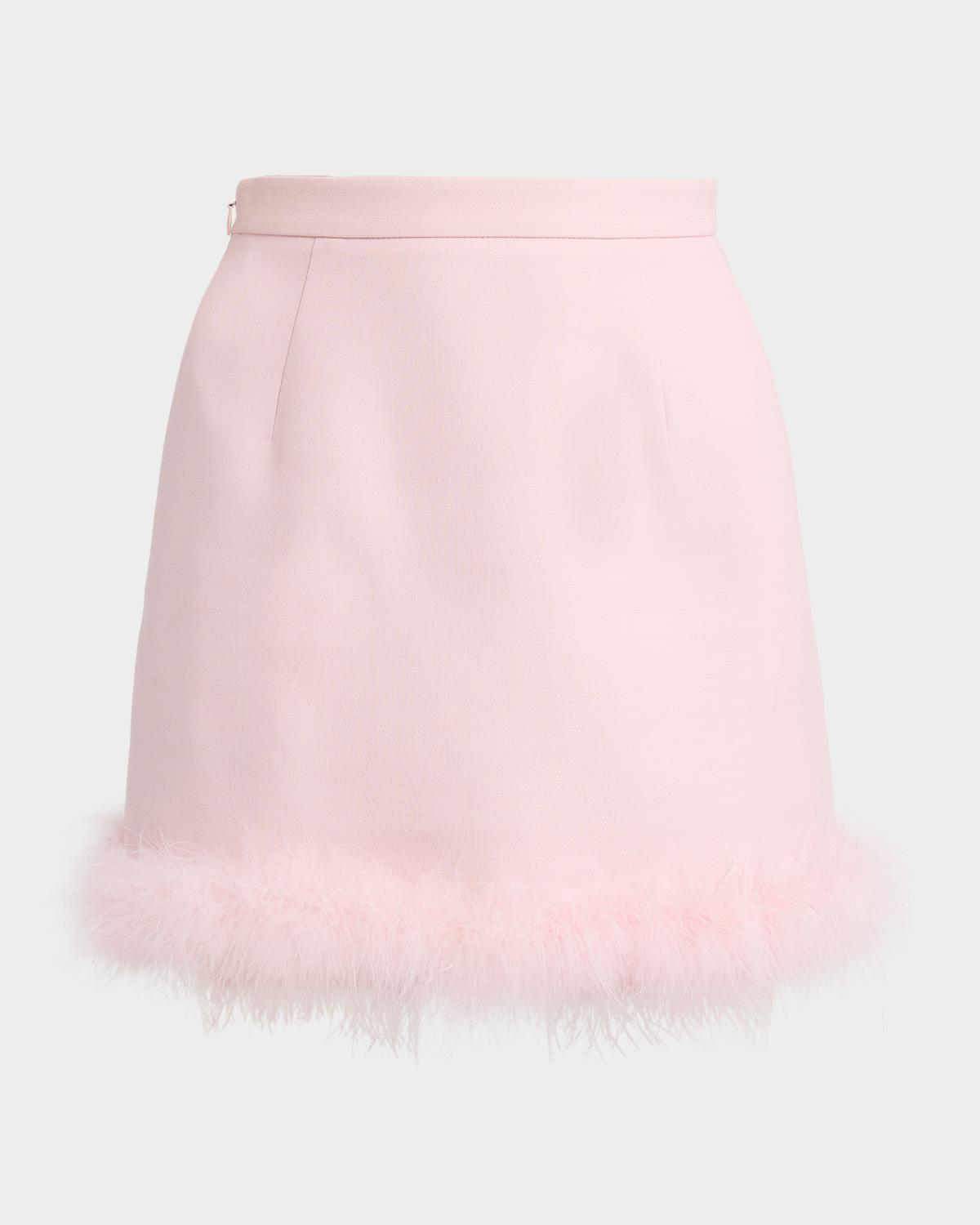 Feather-Trim Crepe Couture Mini Skirt