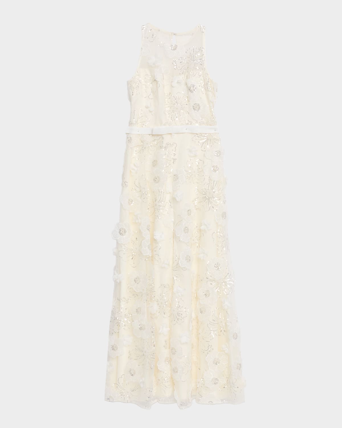 Dress The Population Black Label Agatha Sequin Floral Applique Gown In White