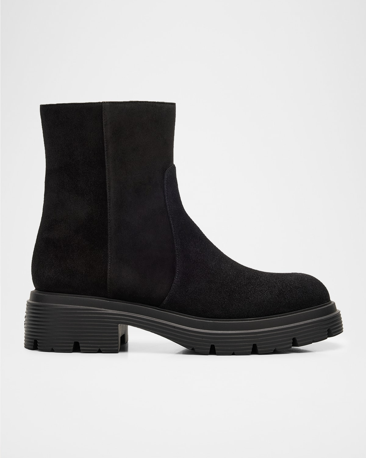 Stuart Weitzman Hudson Lite Suede Zip Ankle Boots In Black