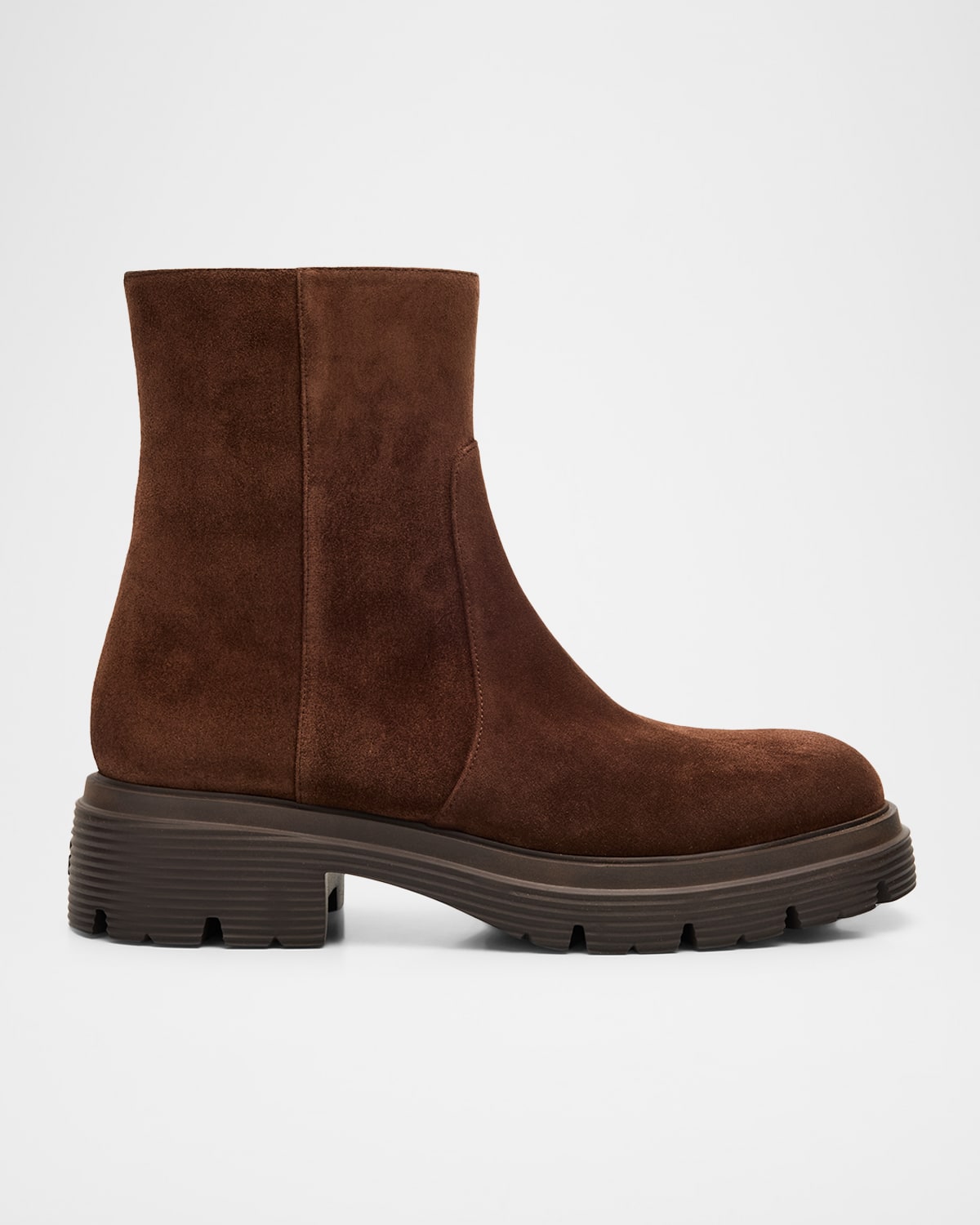 Stuart Weitzman Hudson Lite Suede Zip Ankle Boots In Brown