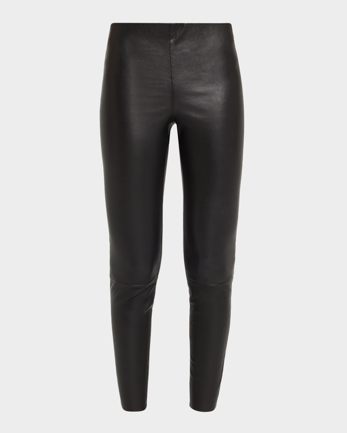 Alice And Olivia Lennox Mid-rise Leather Leggings In Black