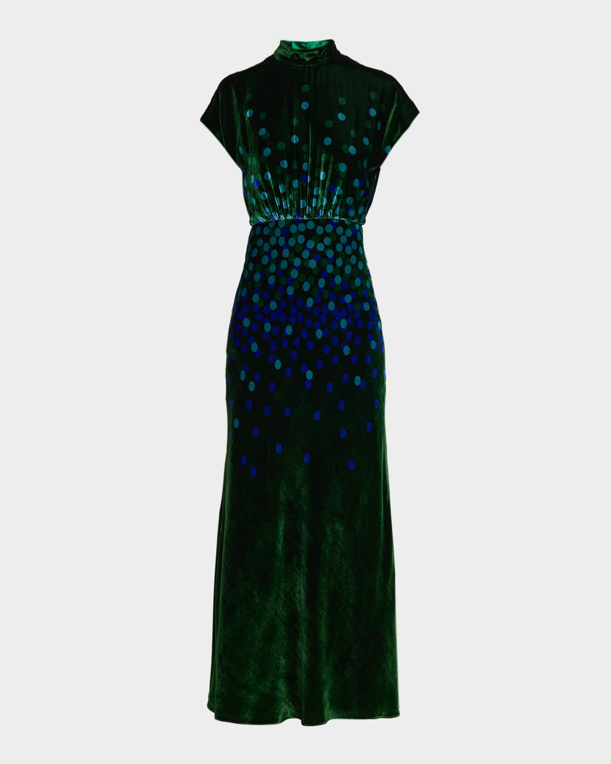 Saloni Fabienne High-neck Velvet Dress In Green