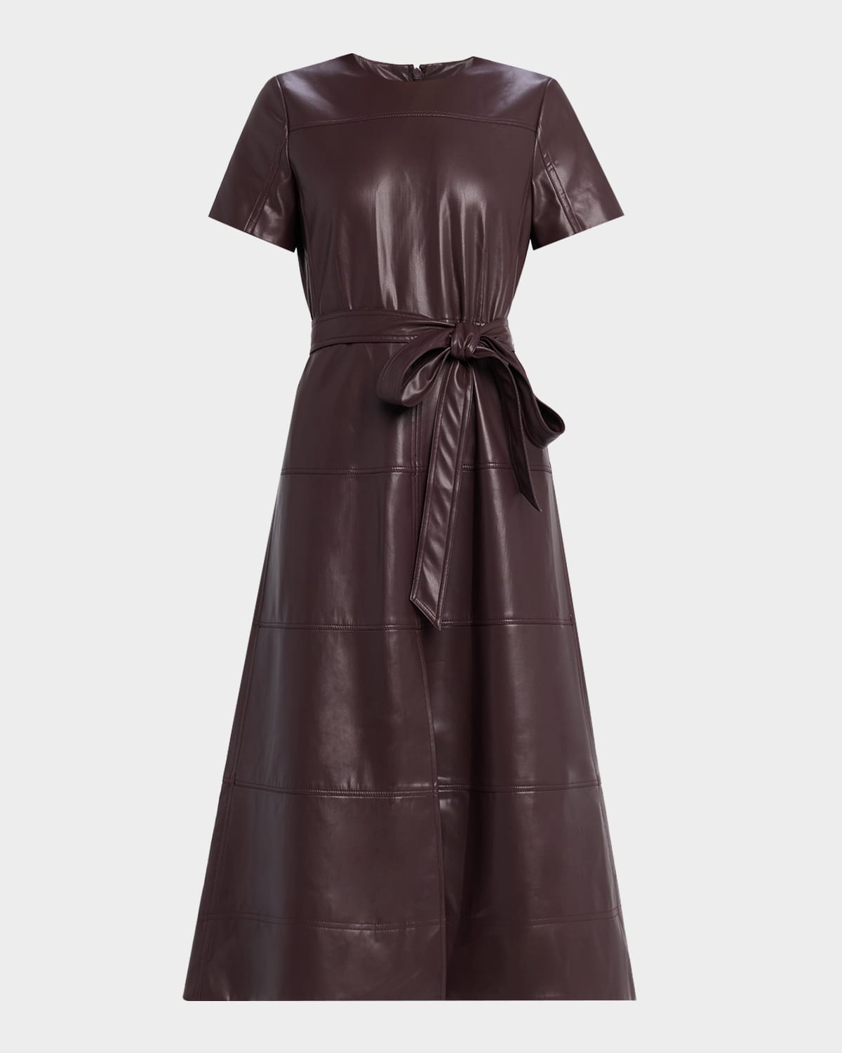 Tanya Taylor Ella Faux Leather Midi Dress In Brown