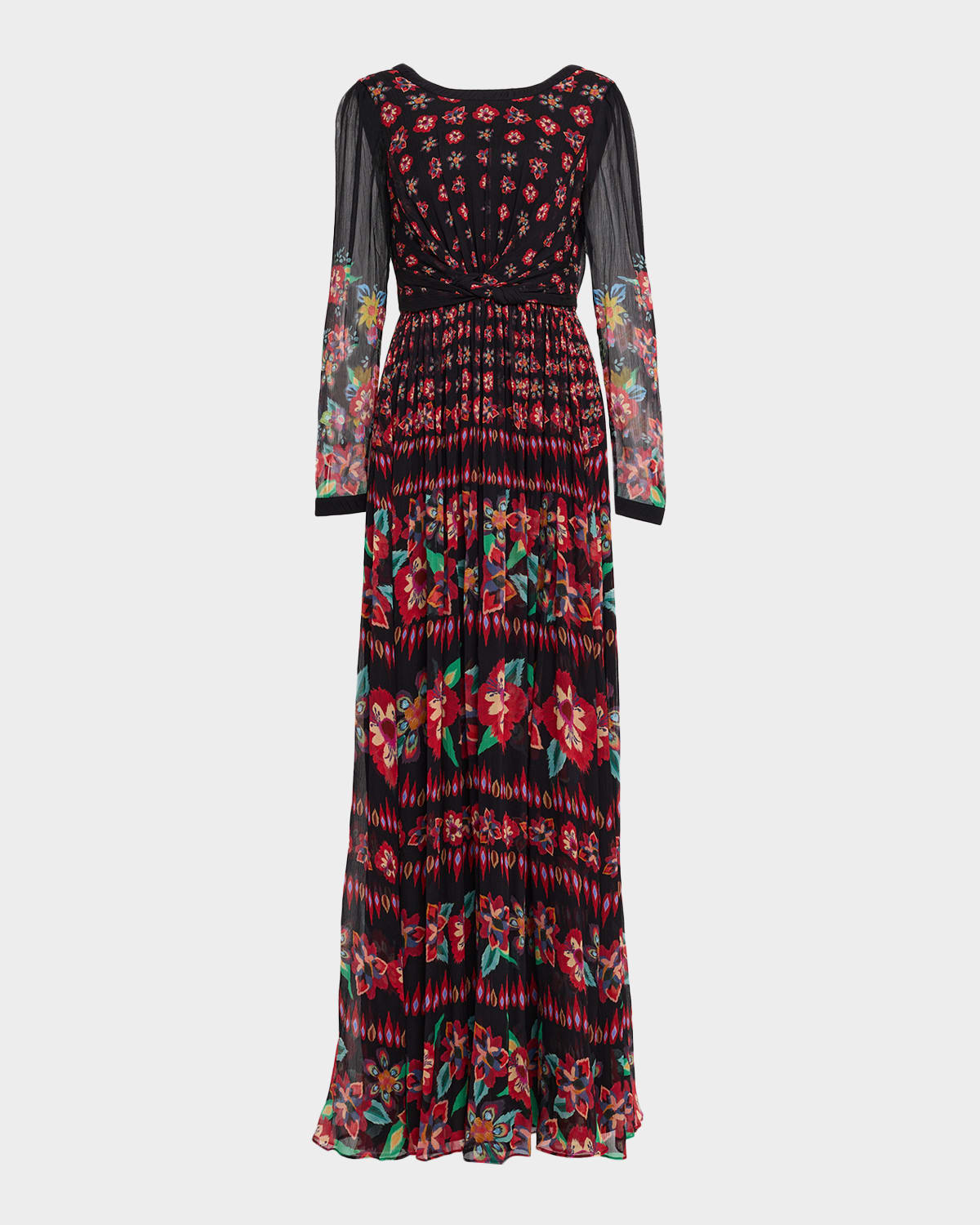 Saloni Blythe Printed Long-sleeve Dress In Multi