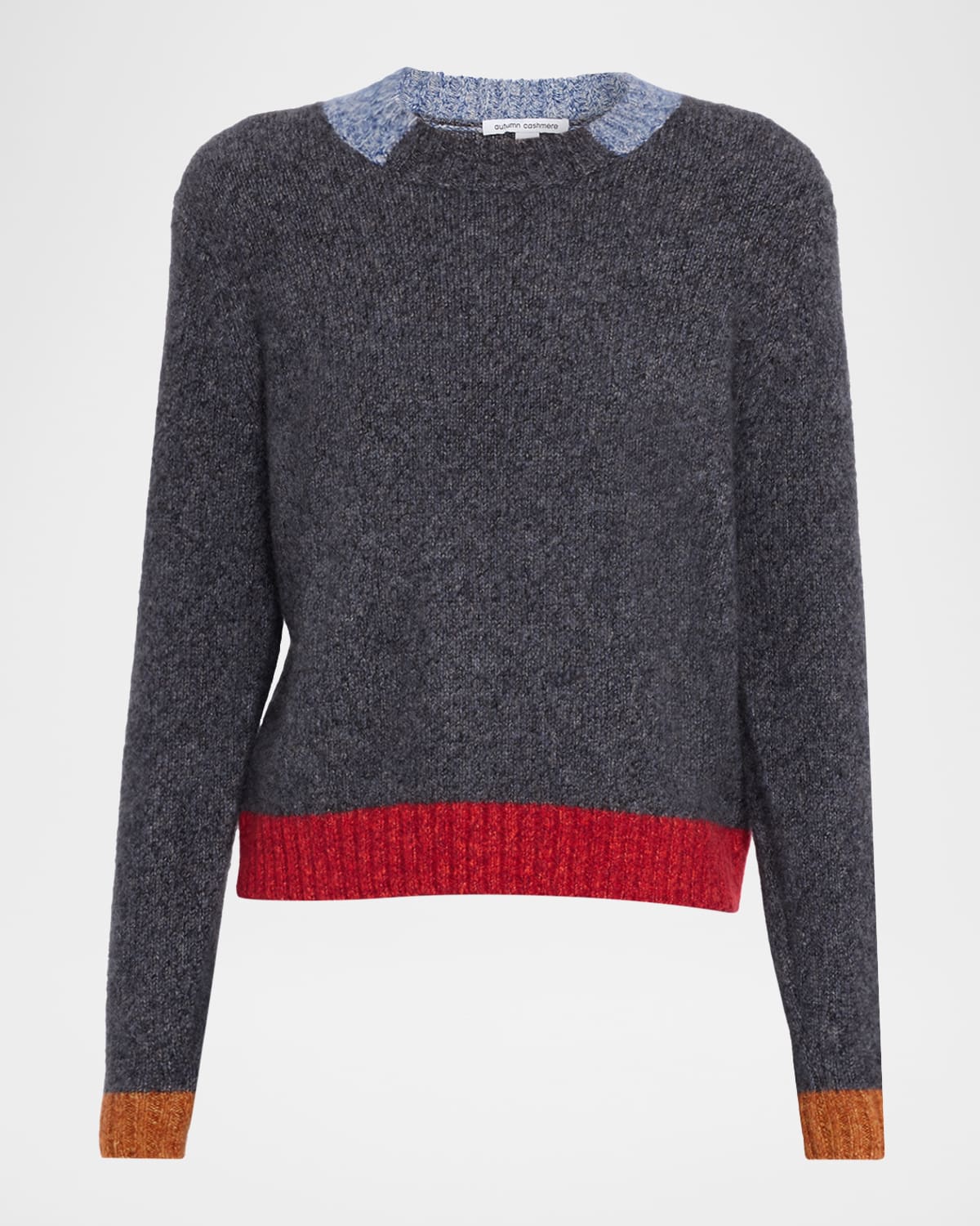Autumn Cashmere Colorblock Crewneck Cashmere-silk Sweater In Gray
