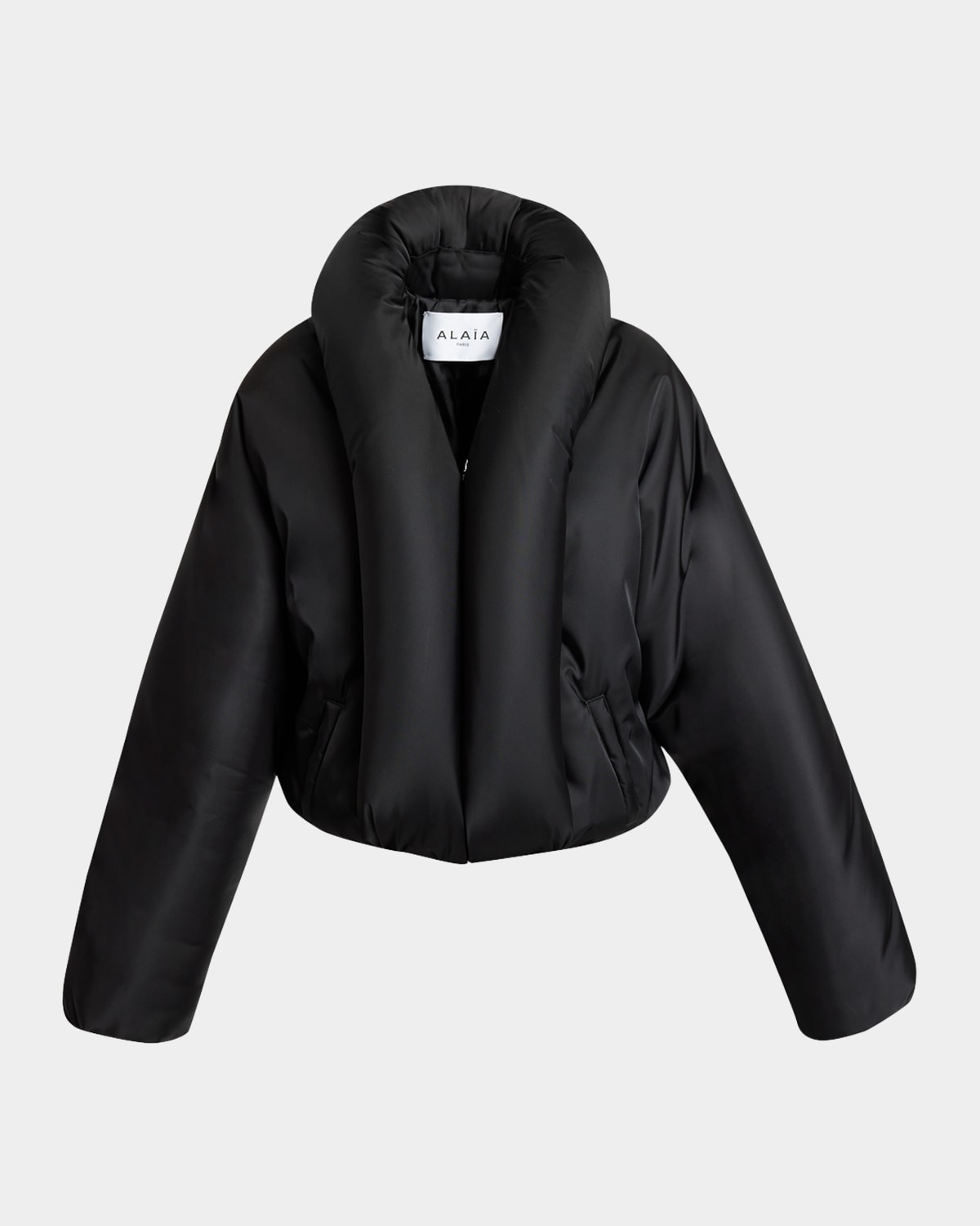 Alaïa Taffeta Padded Bomber Jacket In Animal Print