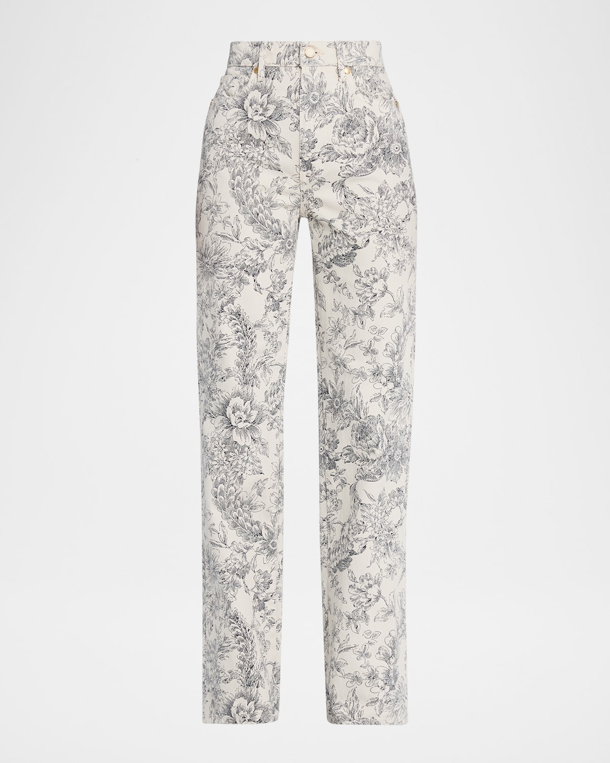 Veronica Beard Dylan Floral Straight-leg Jeans In Multi