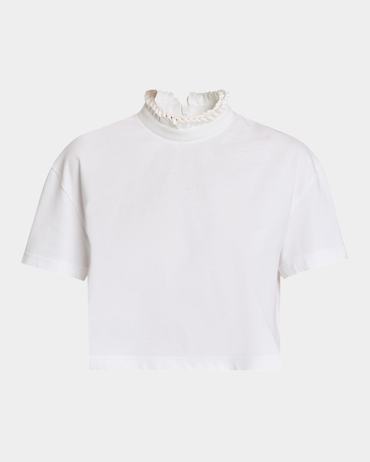 Alaïa Cropped Ruffled Cotton-jersey Turtleneck T-shirt In Animal Print