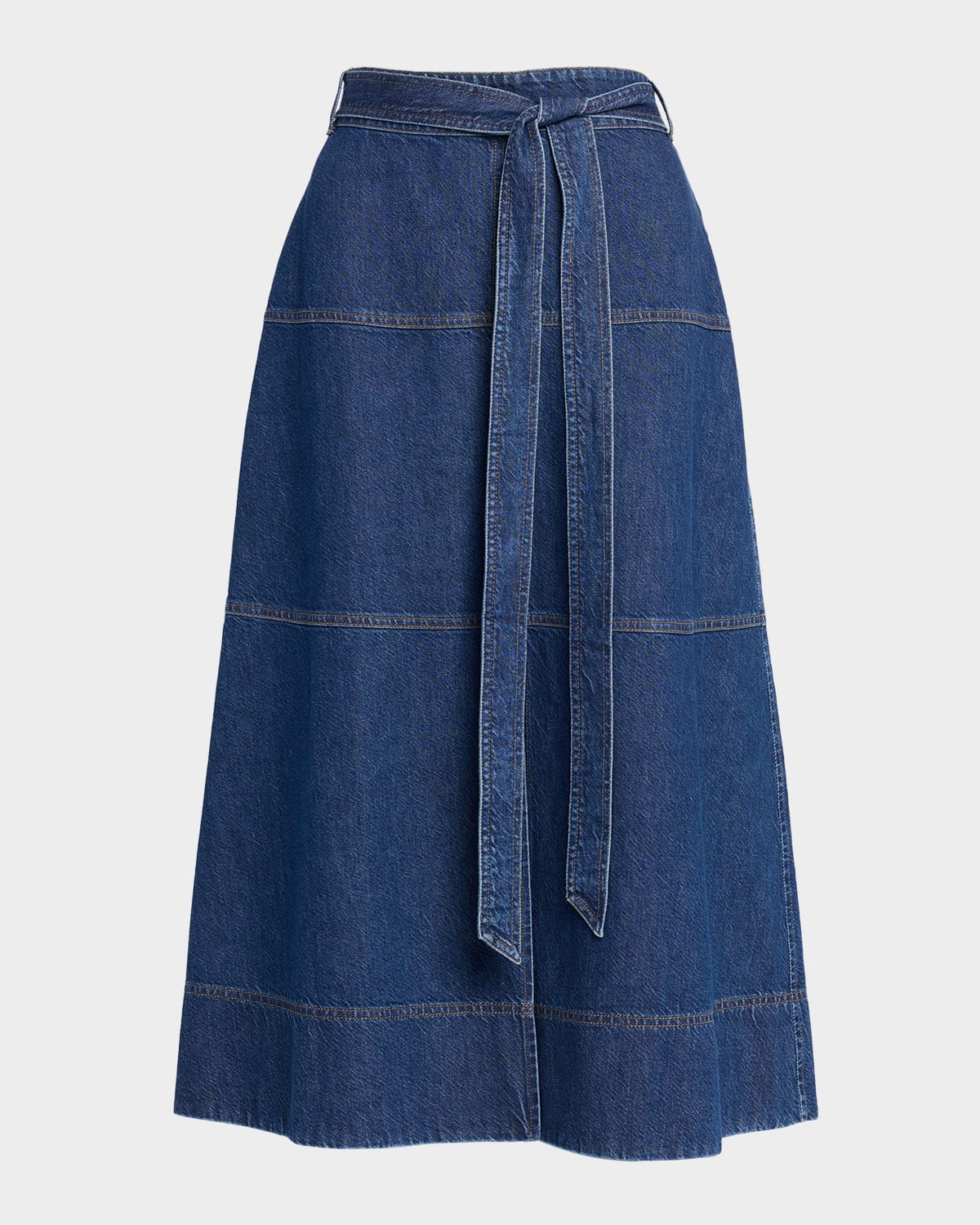 Tanya Taylor Hudley Denim Midi Skirt In Blue