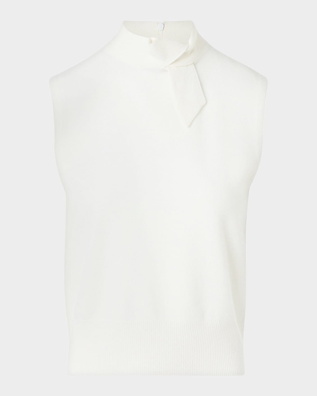 Akris Neck-tie Cashmere Sleeveless Sweater In White